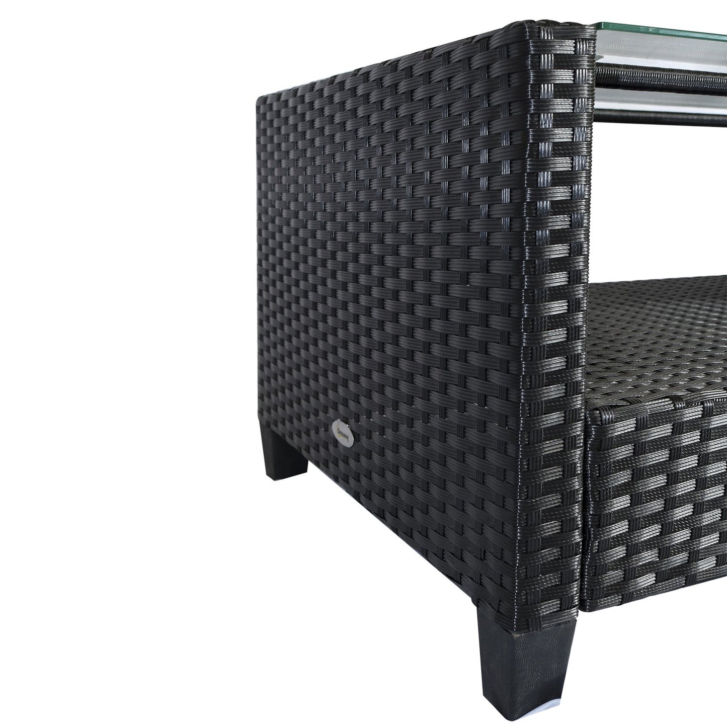Black Poly Rattan Garden Furniture Set of 4 - Metal Frame