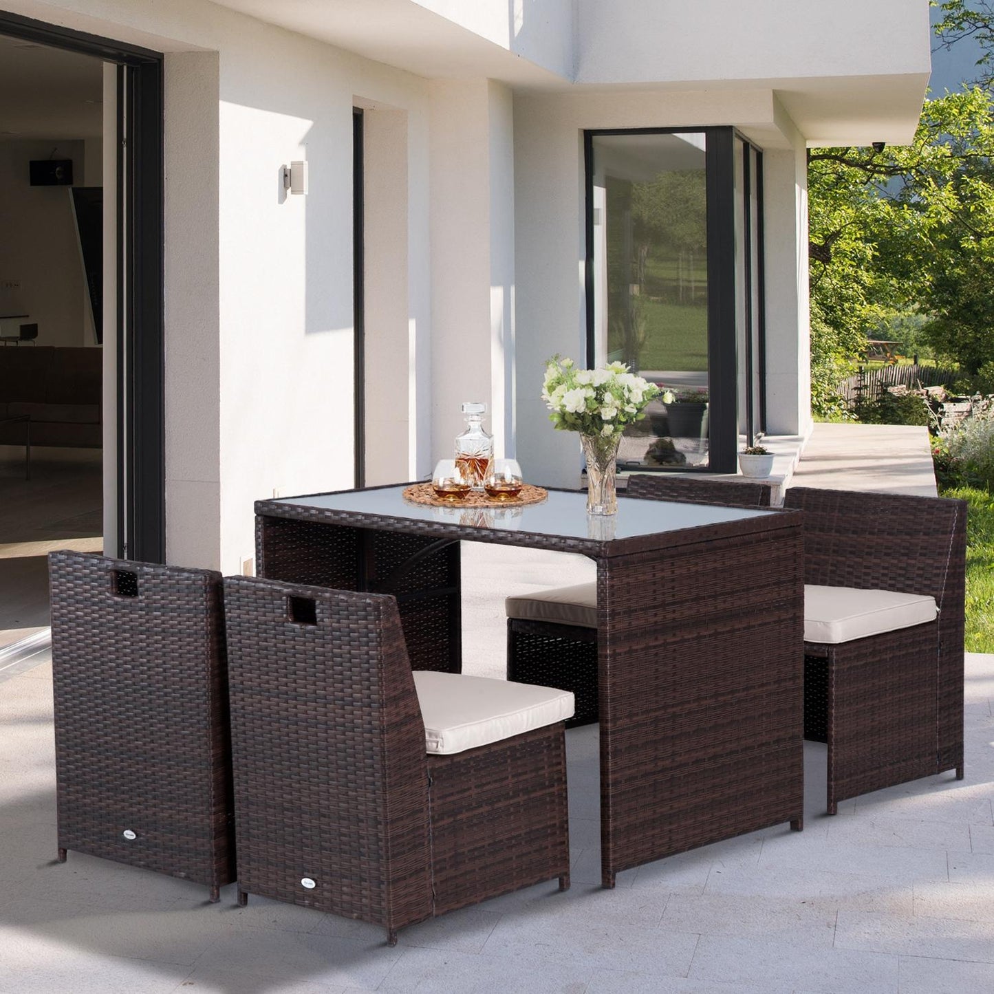5-piece garden furniture in poly rattan - weatherproof