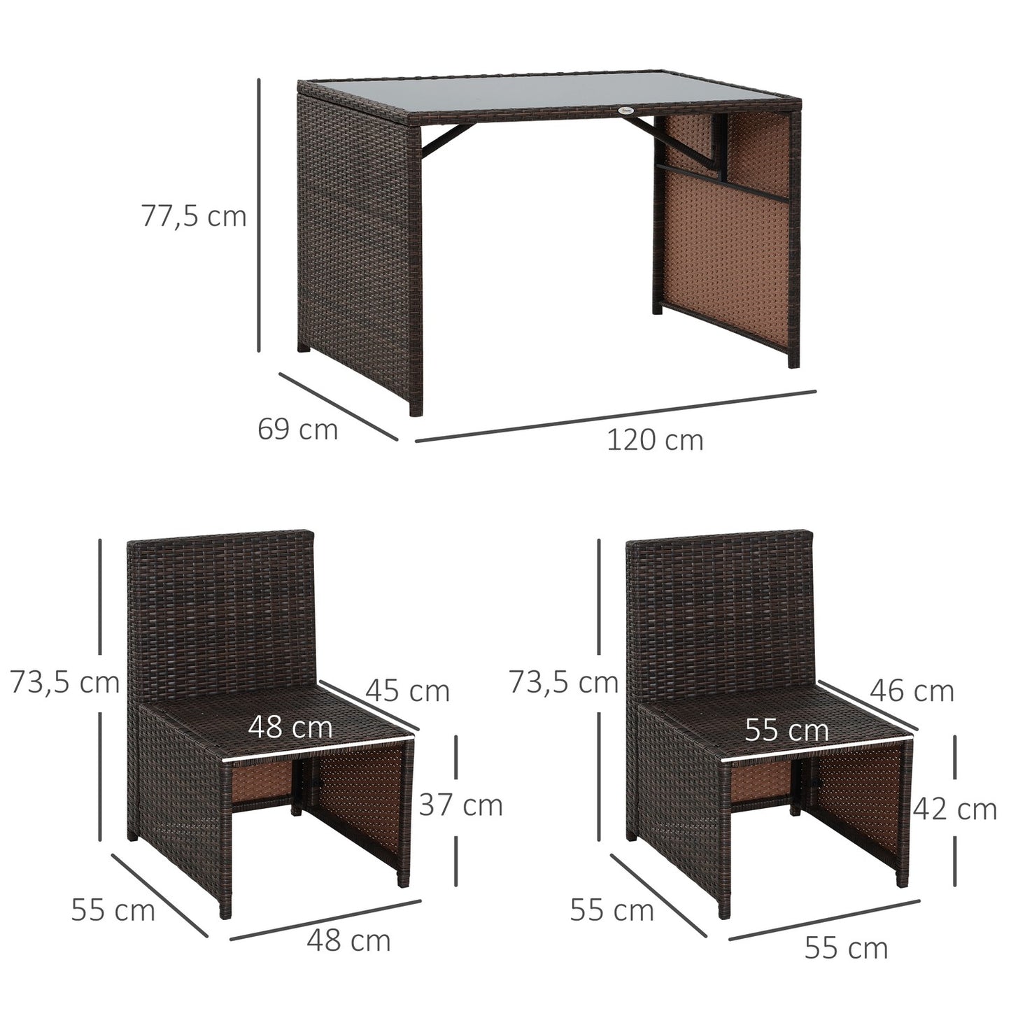 5-piece garden furniture in poly rattan - weatherproof