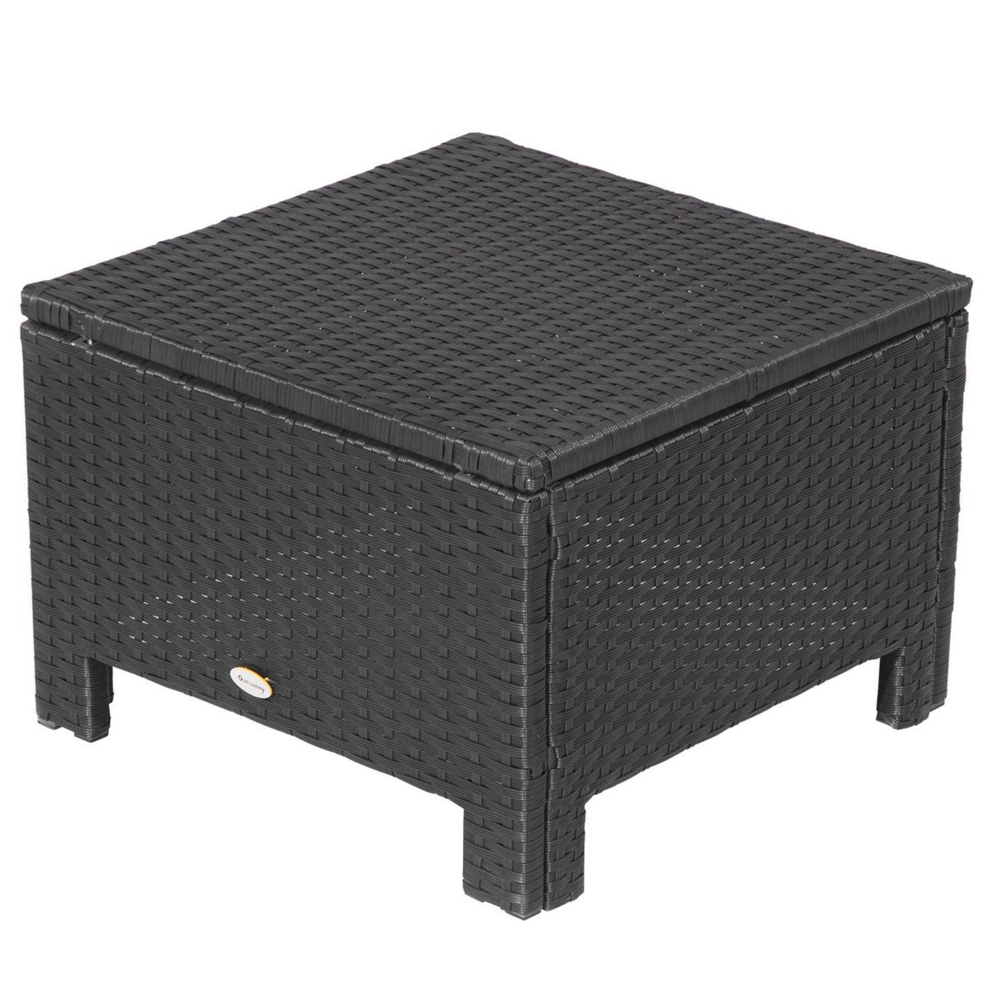 Balcony stool in poly rattan with cushion, black/cream, 50cm