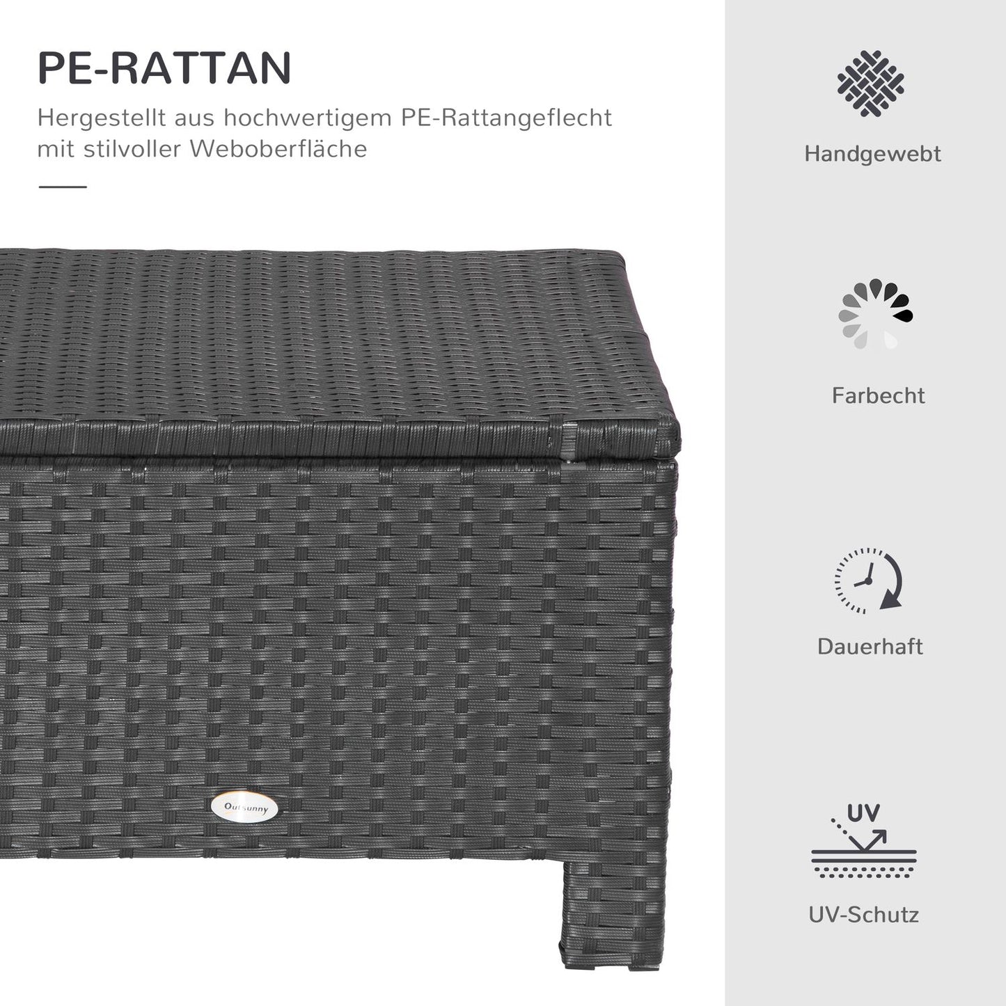 Balcony stool in poly rattan with cushion, black/cream, 50cm