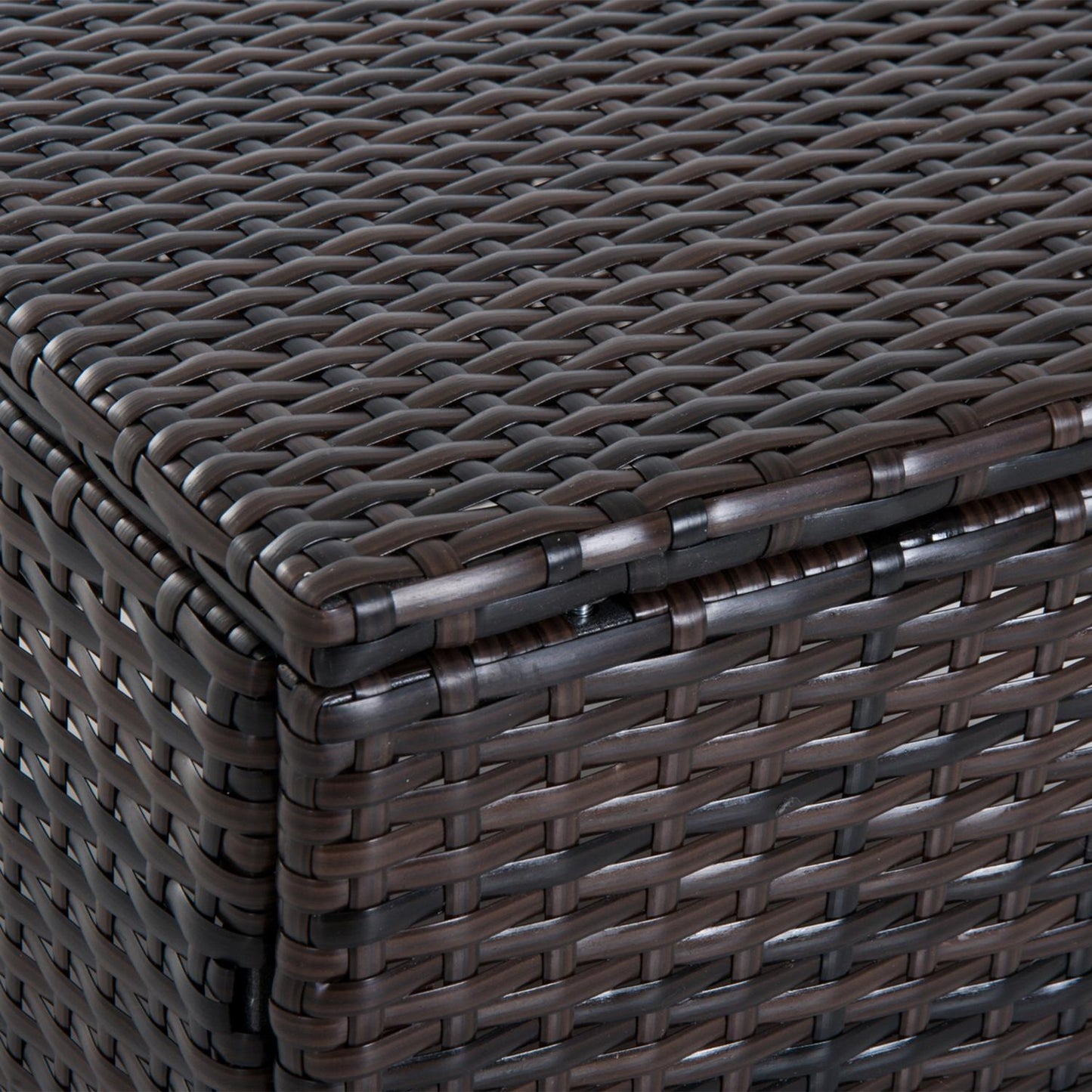 Balcony stool in poly rattan with cushion, brown/cream, 50x50x35 cm