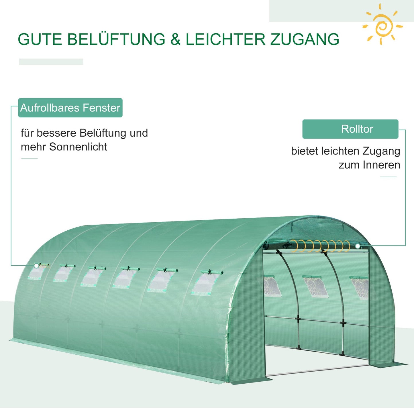 Garden film made of polyethylene 6x3x2m with 12 windows