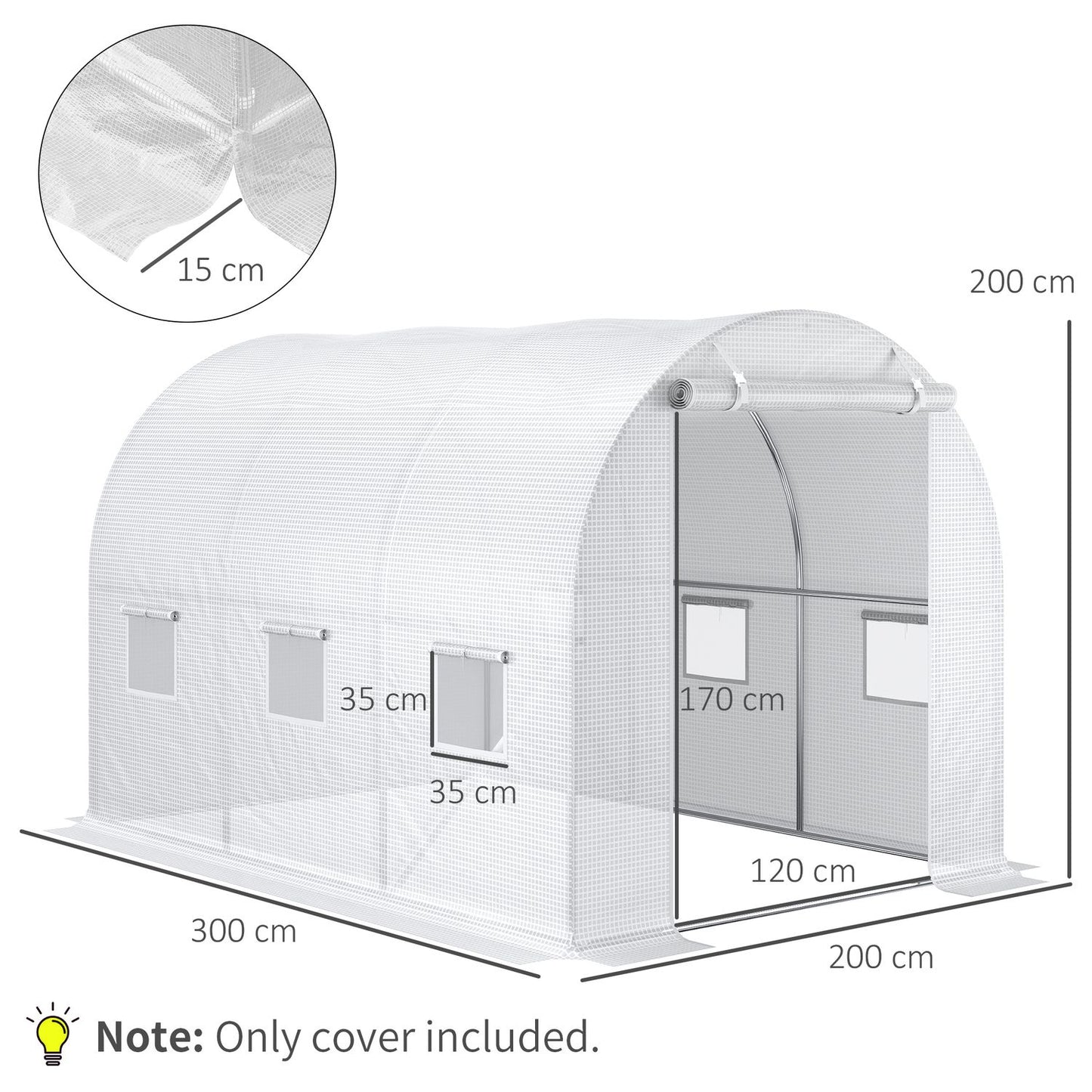 Greenhouse polyethylene film 3x2x2m, 6-window replacement