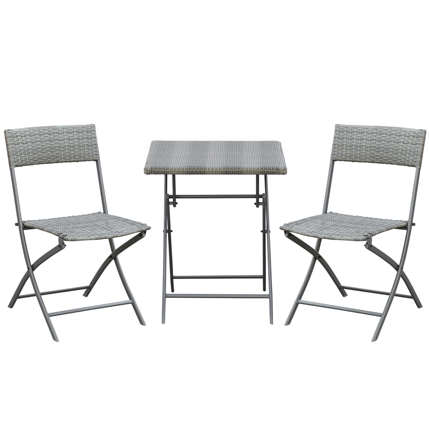 Rattan Bistro Set for 2 - Gray Poly Rattan Outdoor Furniture
