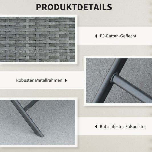 Rattan Bistro Set for 2 - Gray Poly Rattan Outdoor Furniture