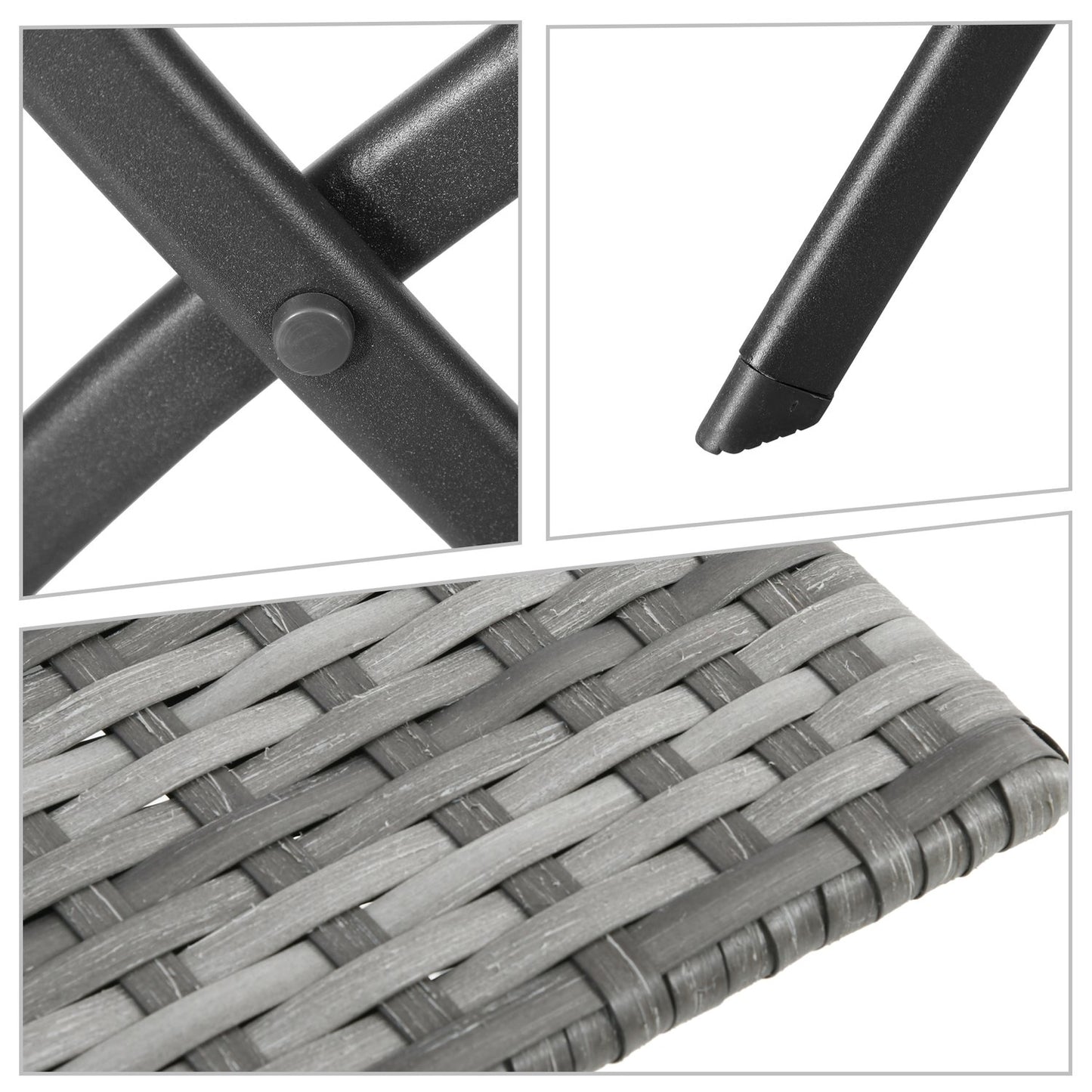 Rattan Bistro Set for 2 - Gray Poly Rattan Outdoor Furniture