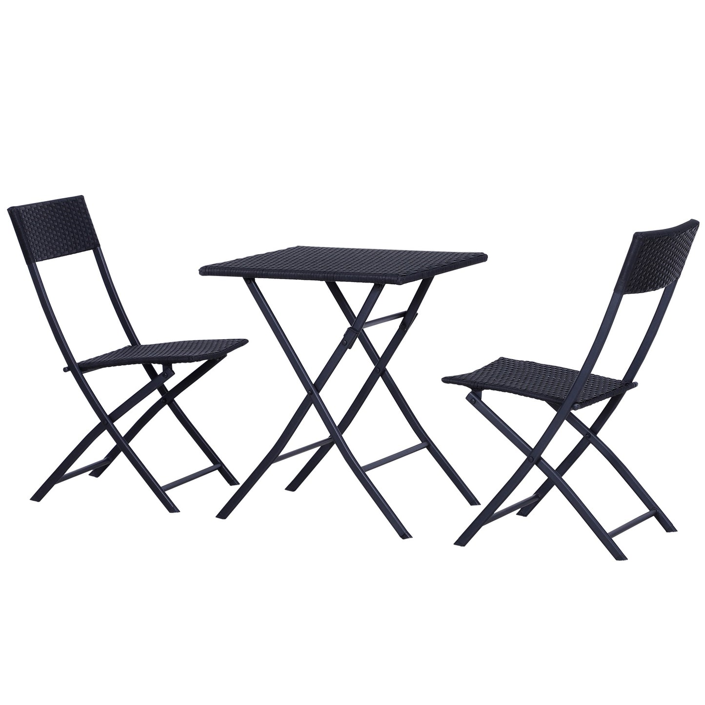 Black rattan bistro set for 2 - Garden furniture in poly rattan