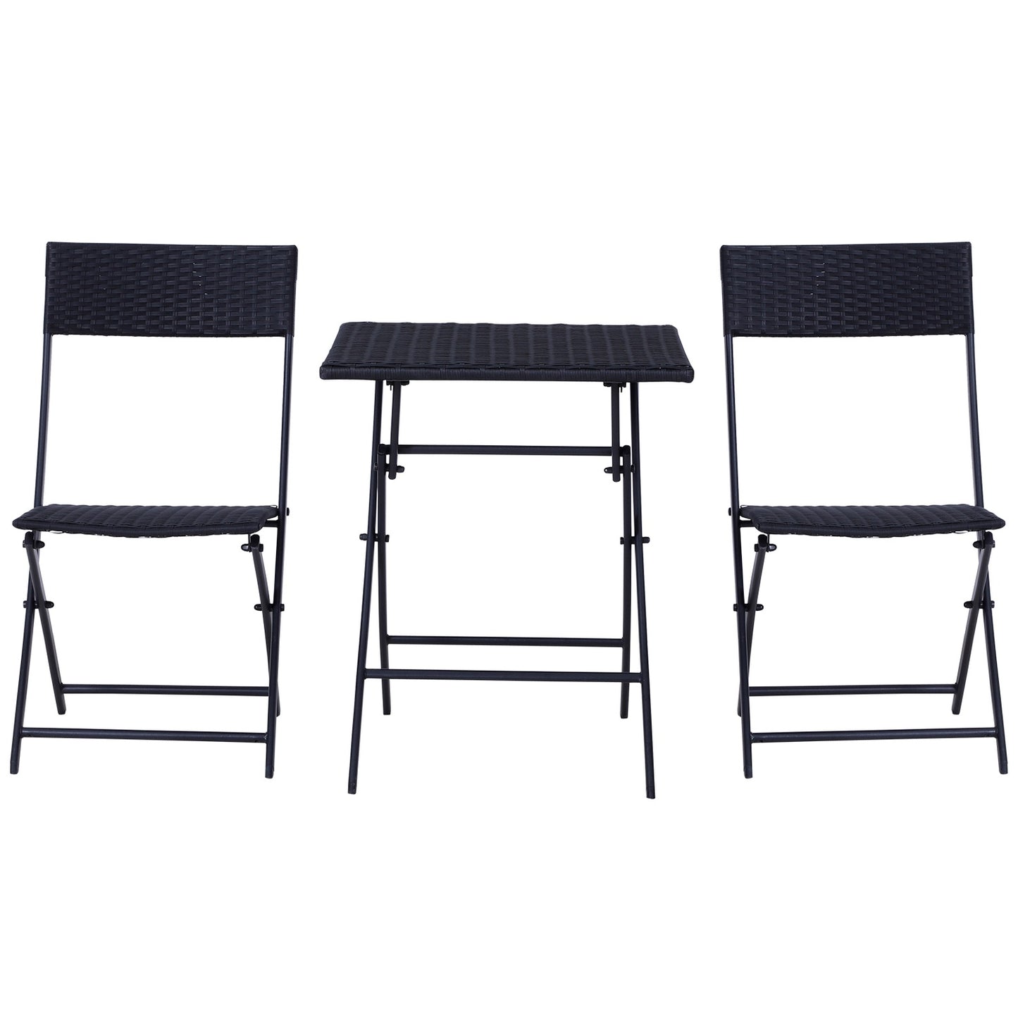 Black rattan bistro set for 2 - Garden furniture in poly rattan