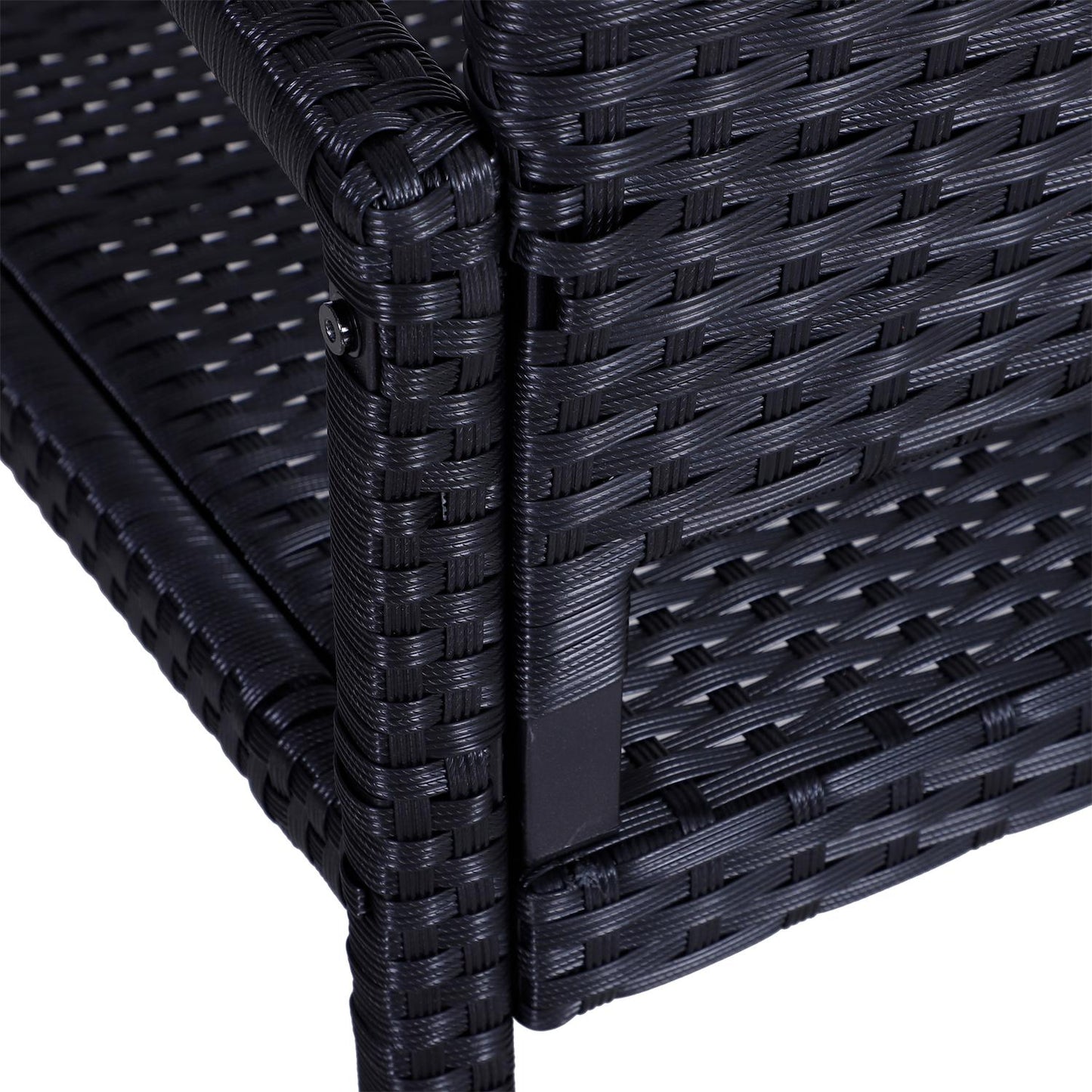 Wicker Garden bench, 2-seater - Black, 122 x 60 x 87 cm