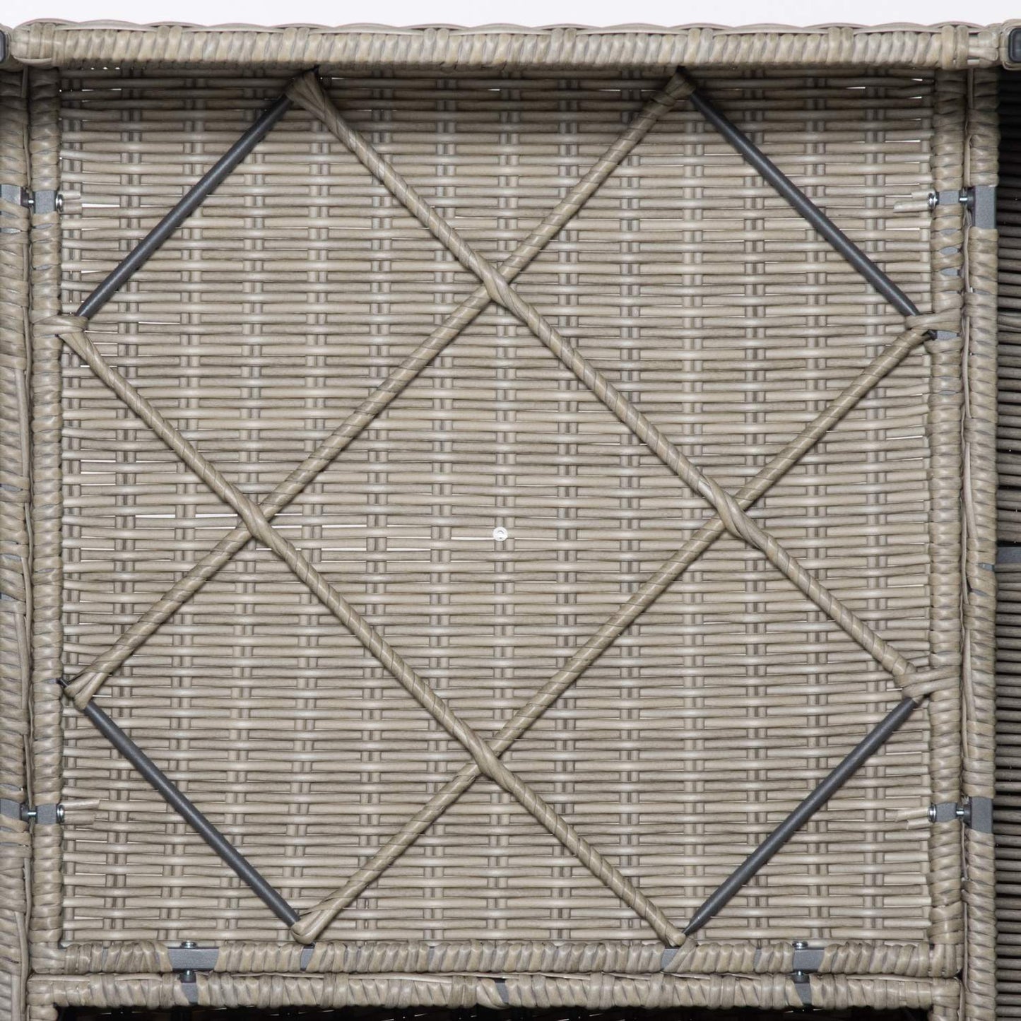 Garden lounge set in poly rattan for 4 with cushions, Khaki Beige