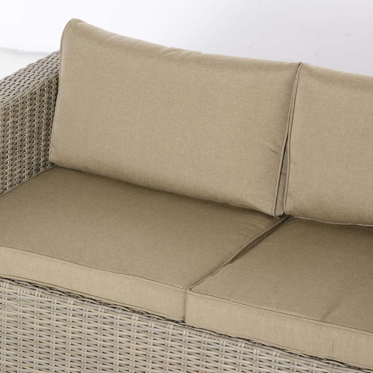 Garden lounge set in poly rattan for 4 with cushions, Khaki Beige