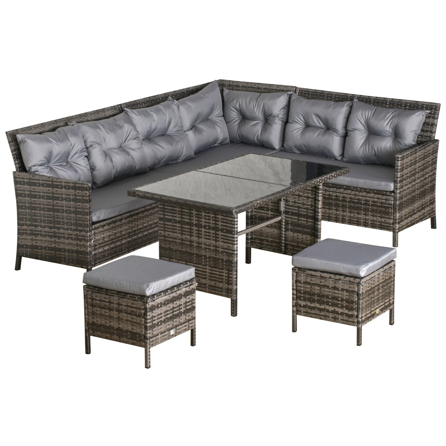 Gray Polyrattan Outdoor Lounge Set with cushions