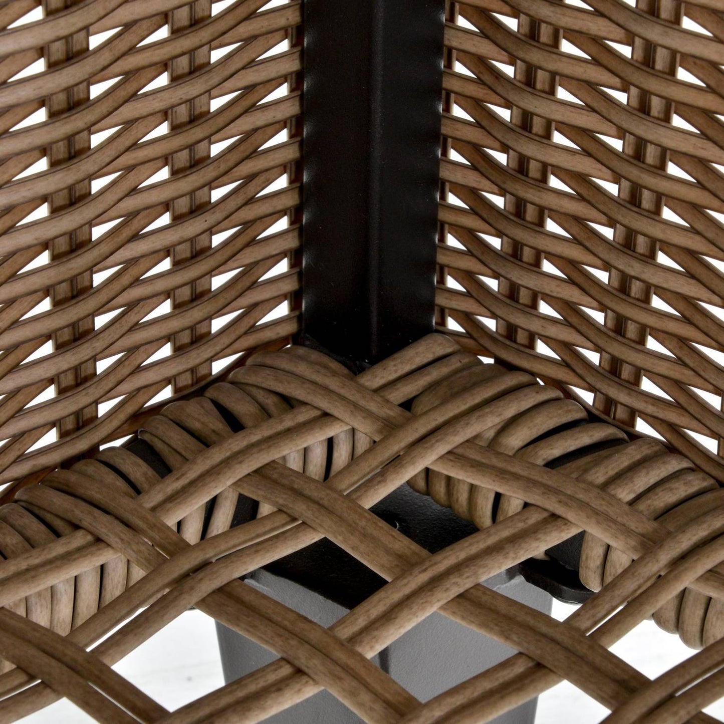 Extendable garden coffee table in poly rattan, khaki steel