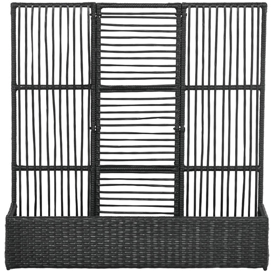 Black Polyrattan Raised garden bed with trellis 103x103x29 cm