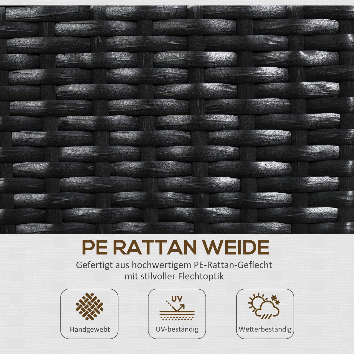 Black Polyrattan Raised garden bed with trellis 103x103x29 cm