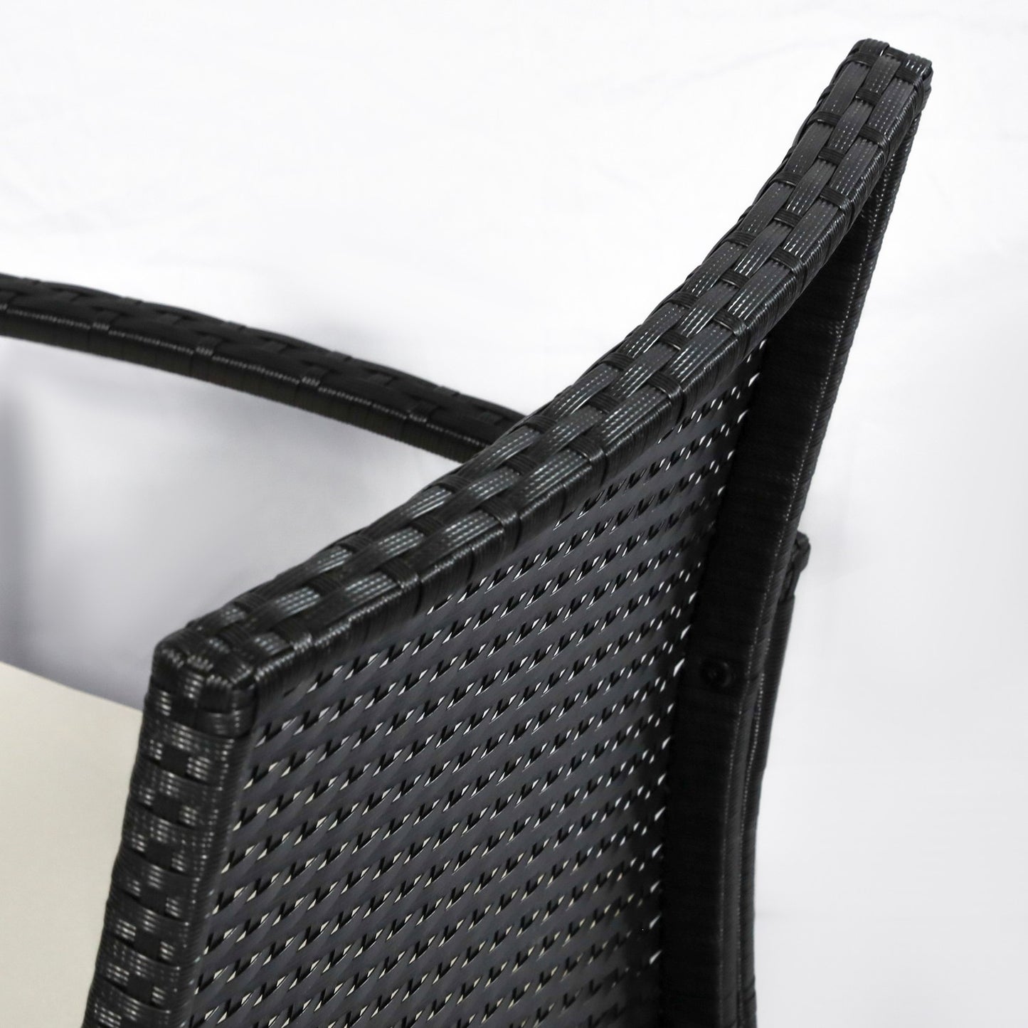 Garden lounge set in poly rattan with cushions, black, seats 4