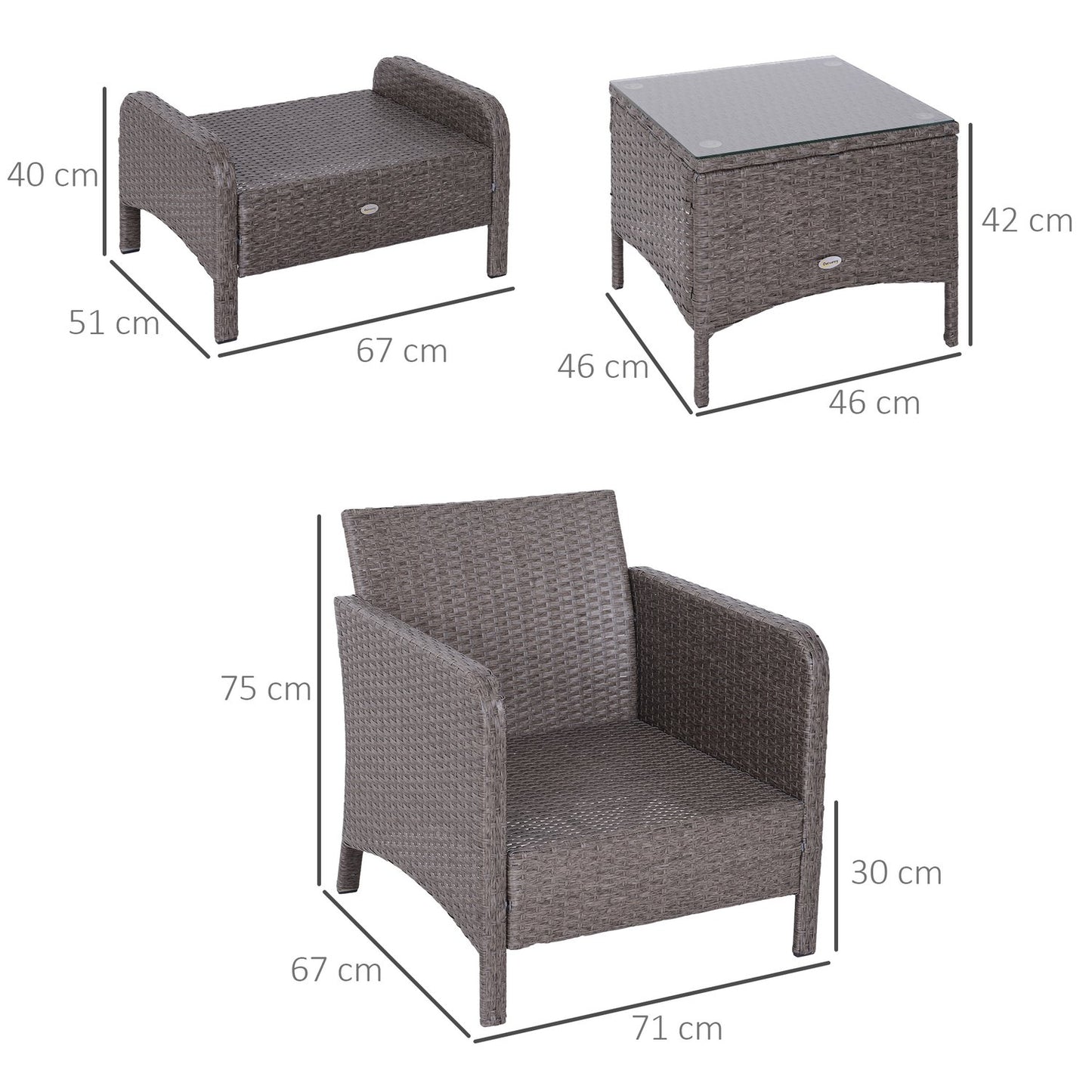 Outdoor dining set in polyrattan, dark grey, with cushions