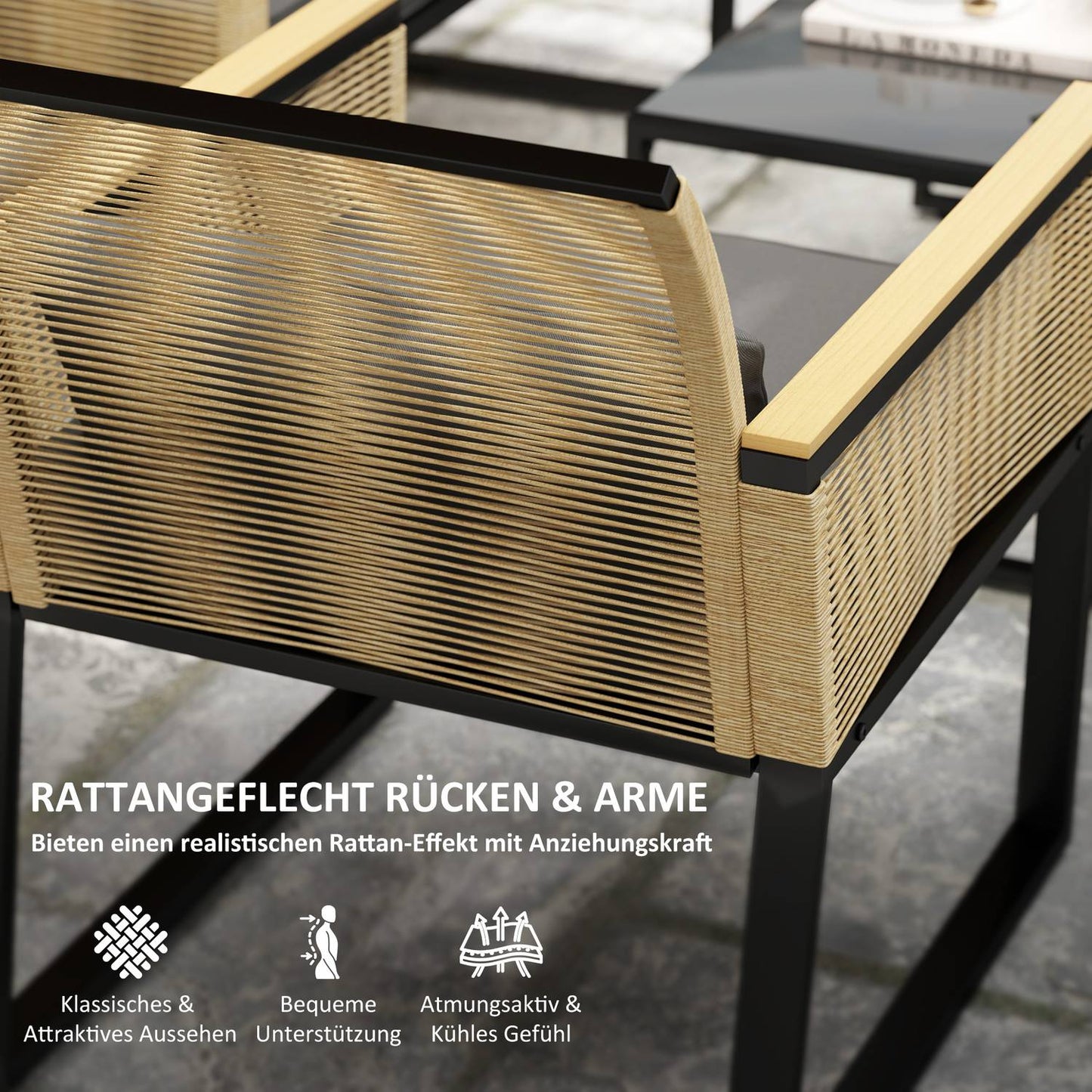 Polyrattan 4-piece weatherproof garden furniture set