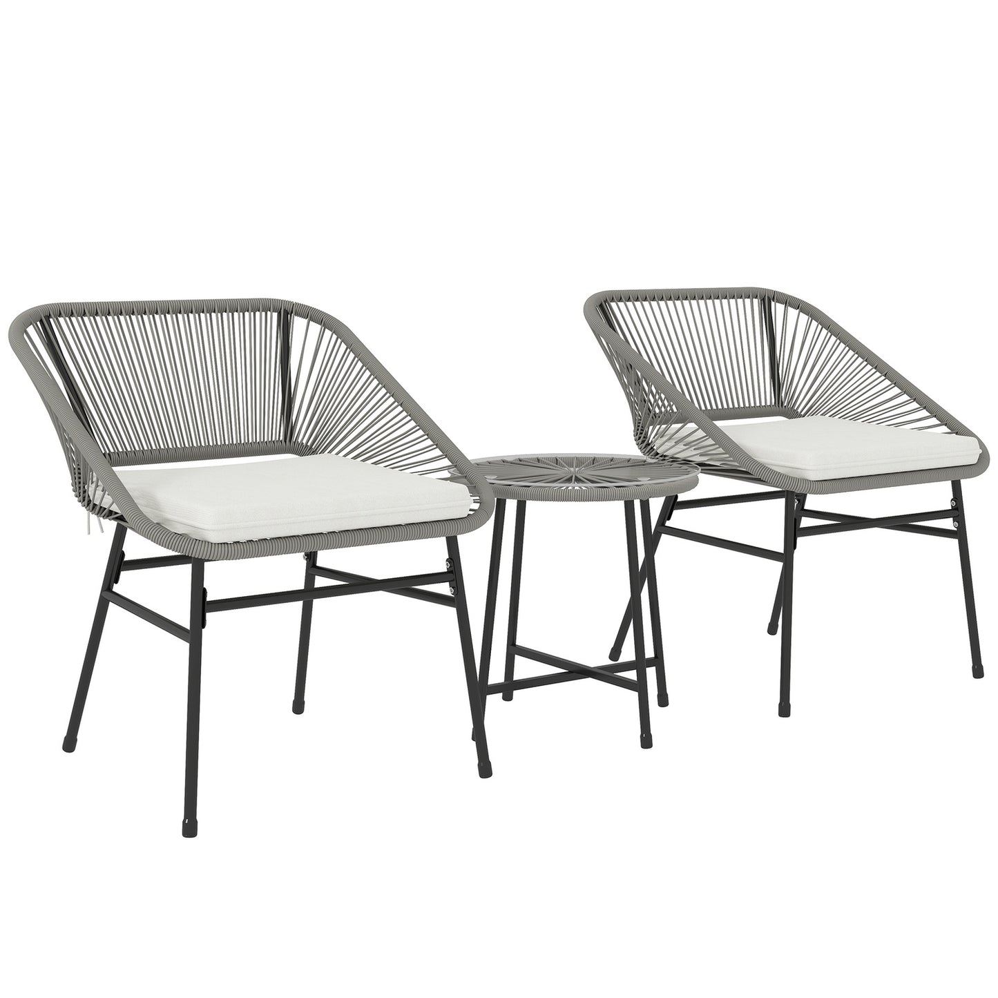 Outdoor poly rattan lounge set, weatherproof, 3-piece, dark grey