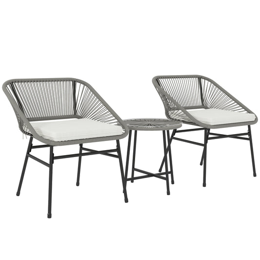 Outdoor poly rattan lounge set, weatherproof, 3-piece, dark grey
