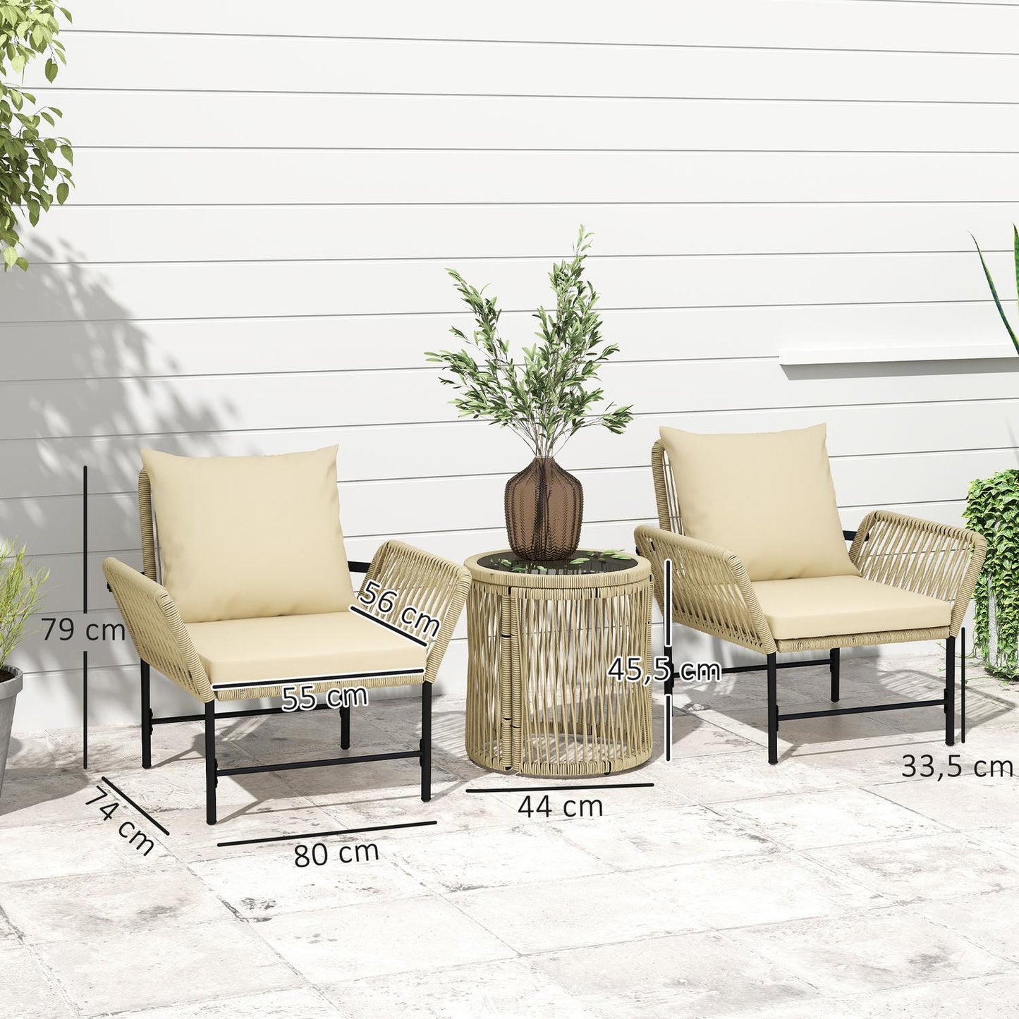 Outdoor balcony Garden furniture set, 3-piece, weatherproof