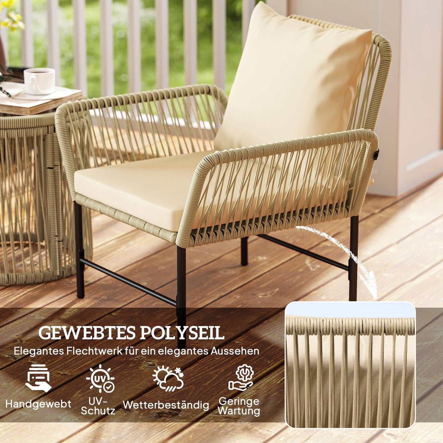 Outdoor balcony Garden furniture set, 3-piece, weatherproof