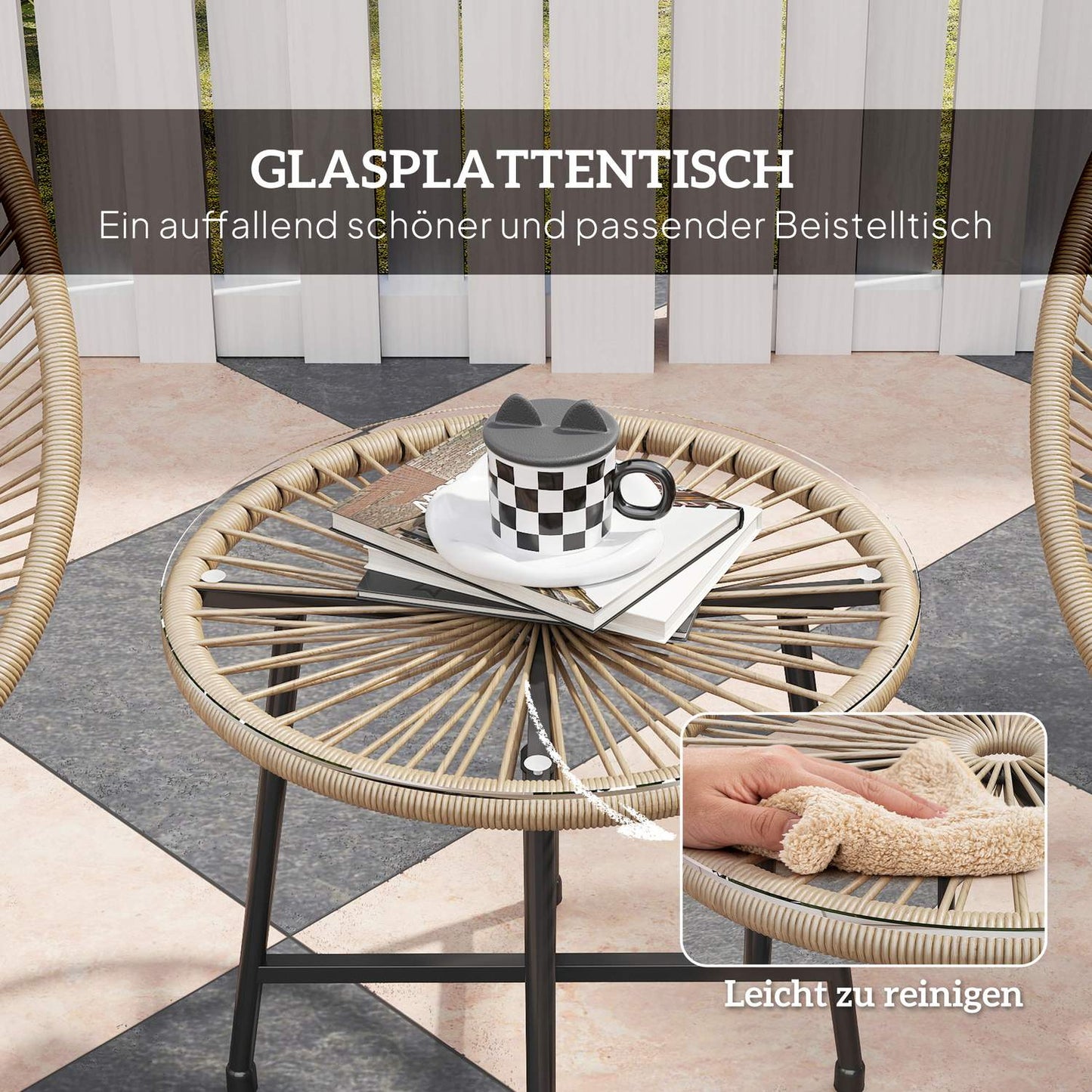 Polyrattan Outdoor Lounge Set, 3-piece, weatherproof