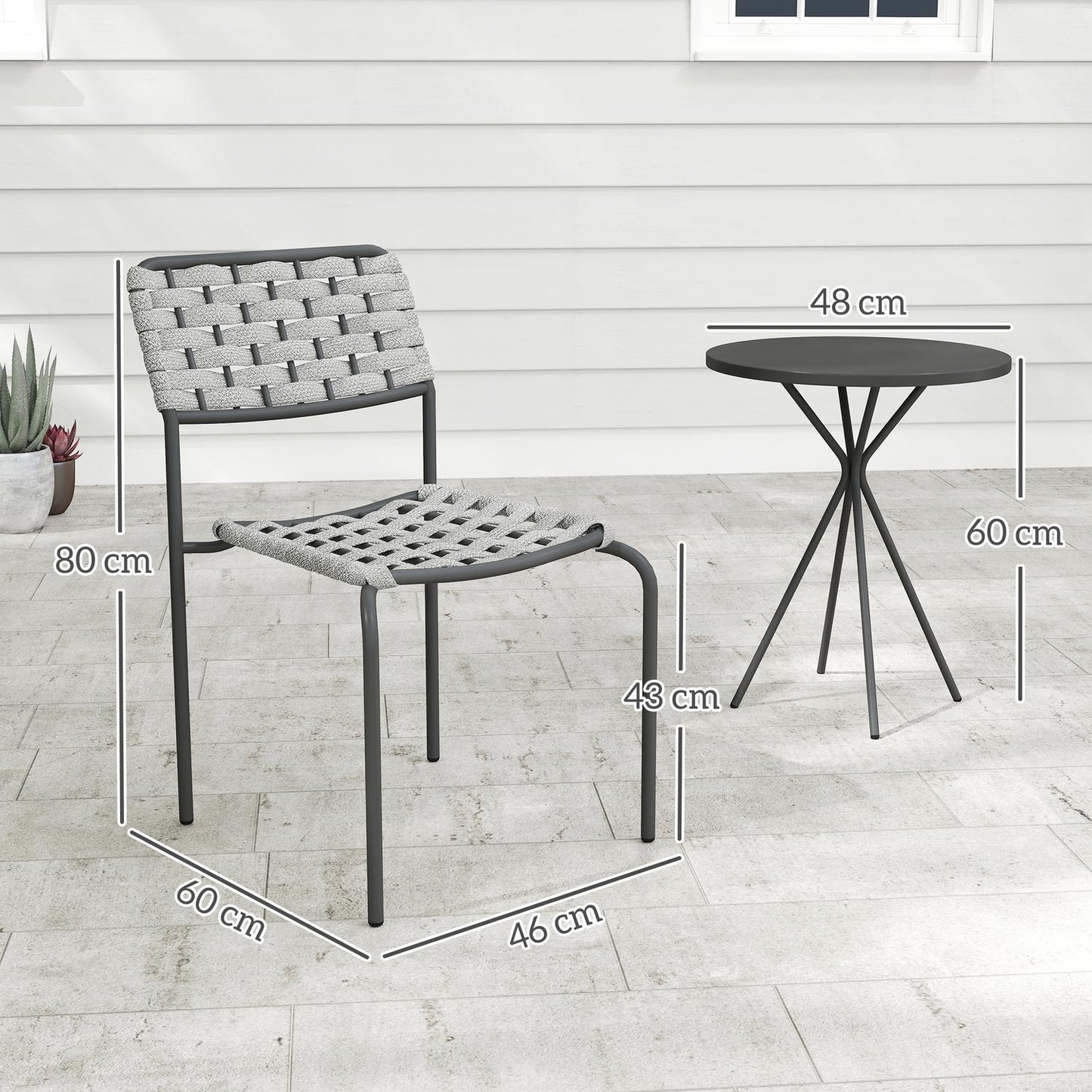Outdoor furniture in poly rattan, 3-part, weatherproof, gray
