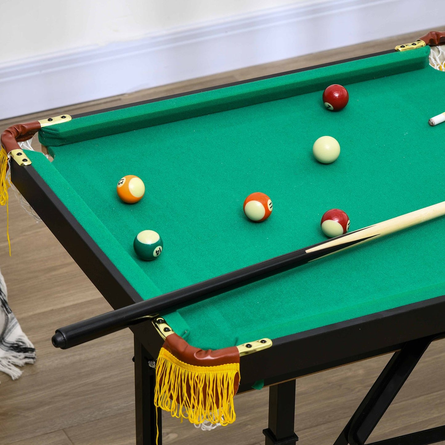 Folding 4.6ft Green Pool Table Set for Adults and Youth