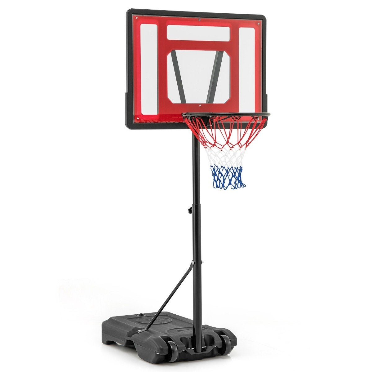 Pool basketball hoop outdoor basketball stand 115-135 cm height adjustable red