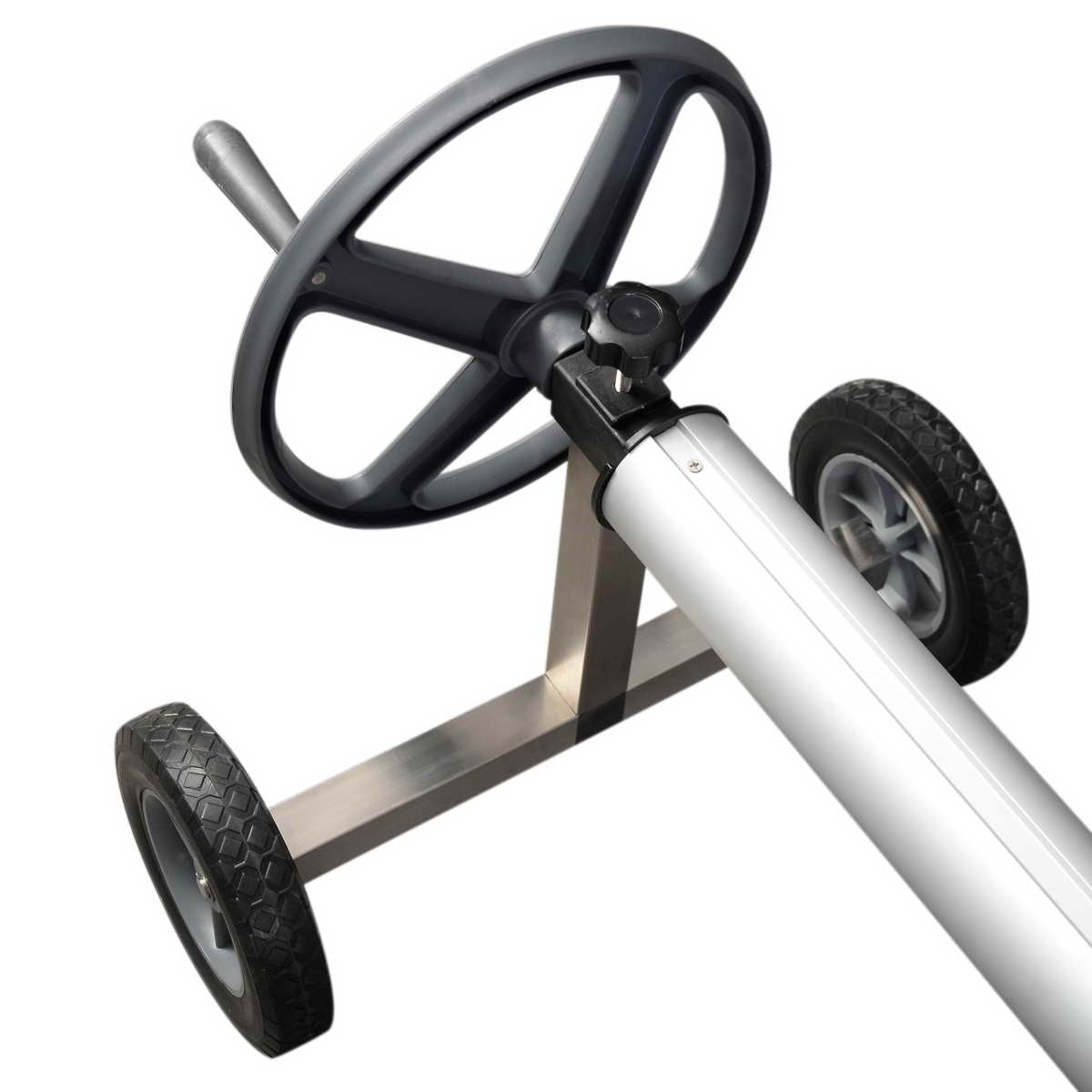 Pool roll-up device, mobile roll-up rod, pool cover, solar film