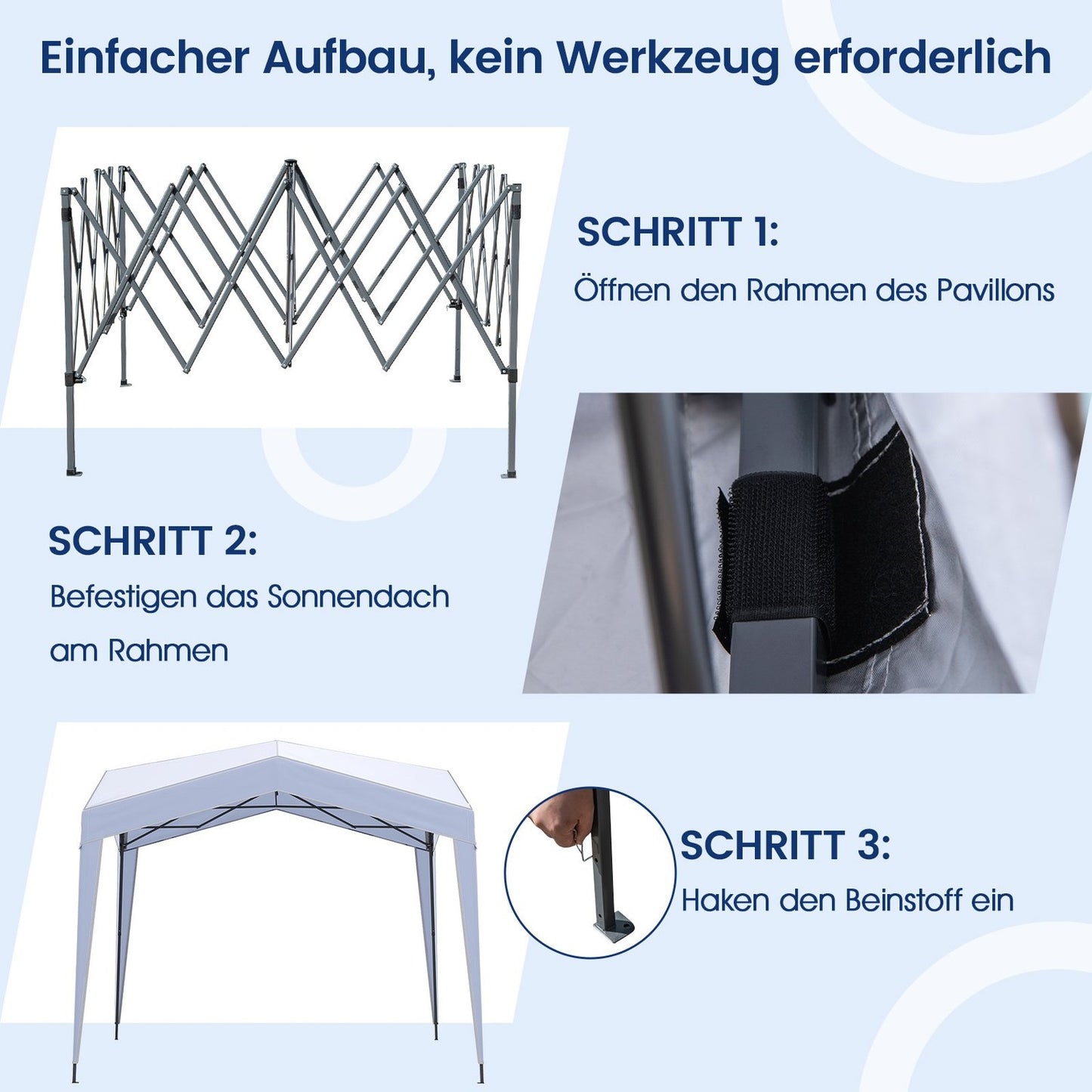 Pop-Up 3x3m Waterproof Gazebo with Wheels, Stakes & Ropes