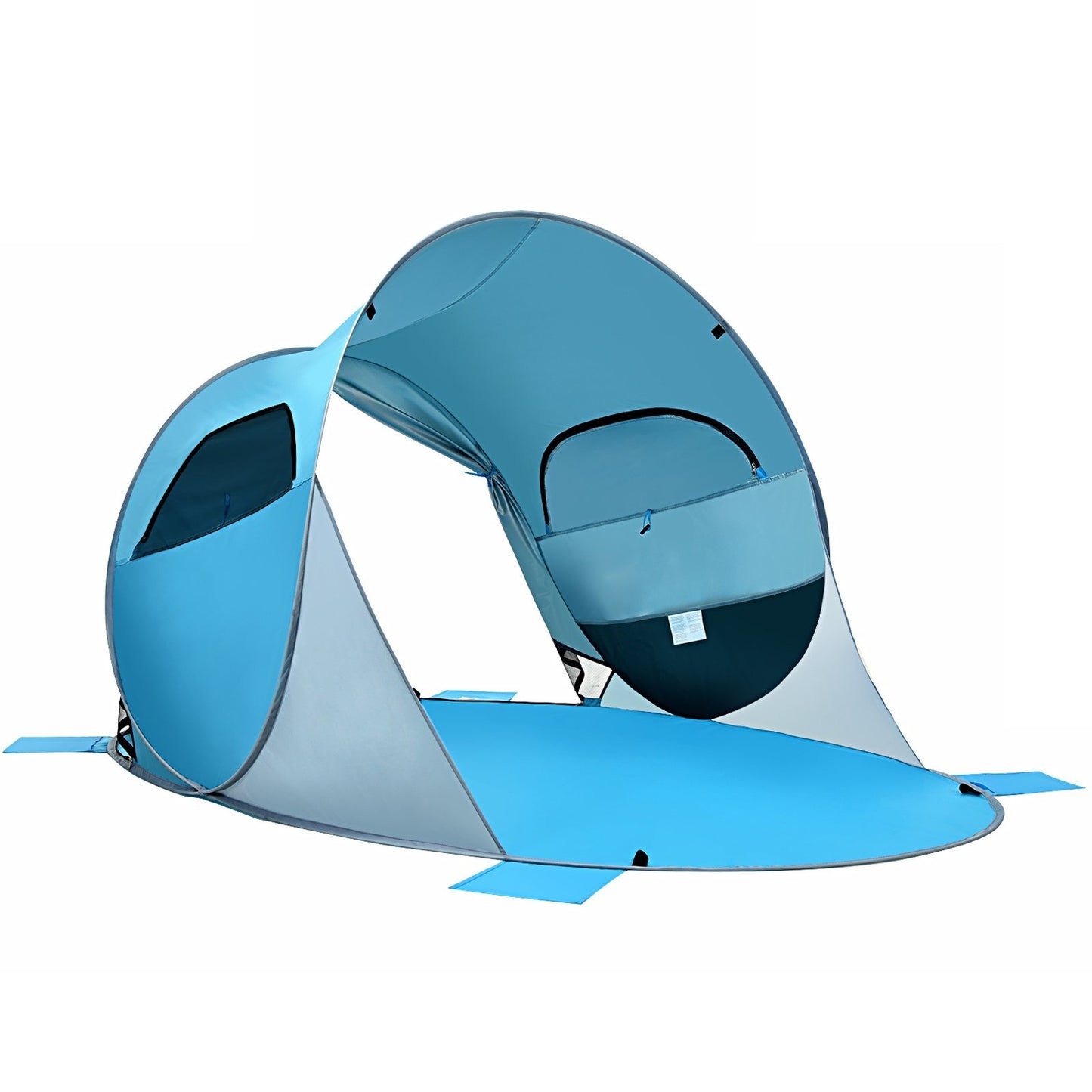 Pop Up Beach Shelter 3-4 Person Beach Tent Sun Protection Throw Tent for Outdoor Blue