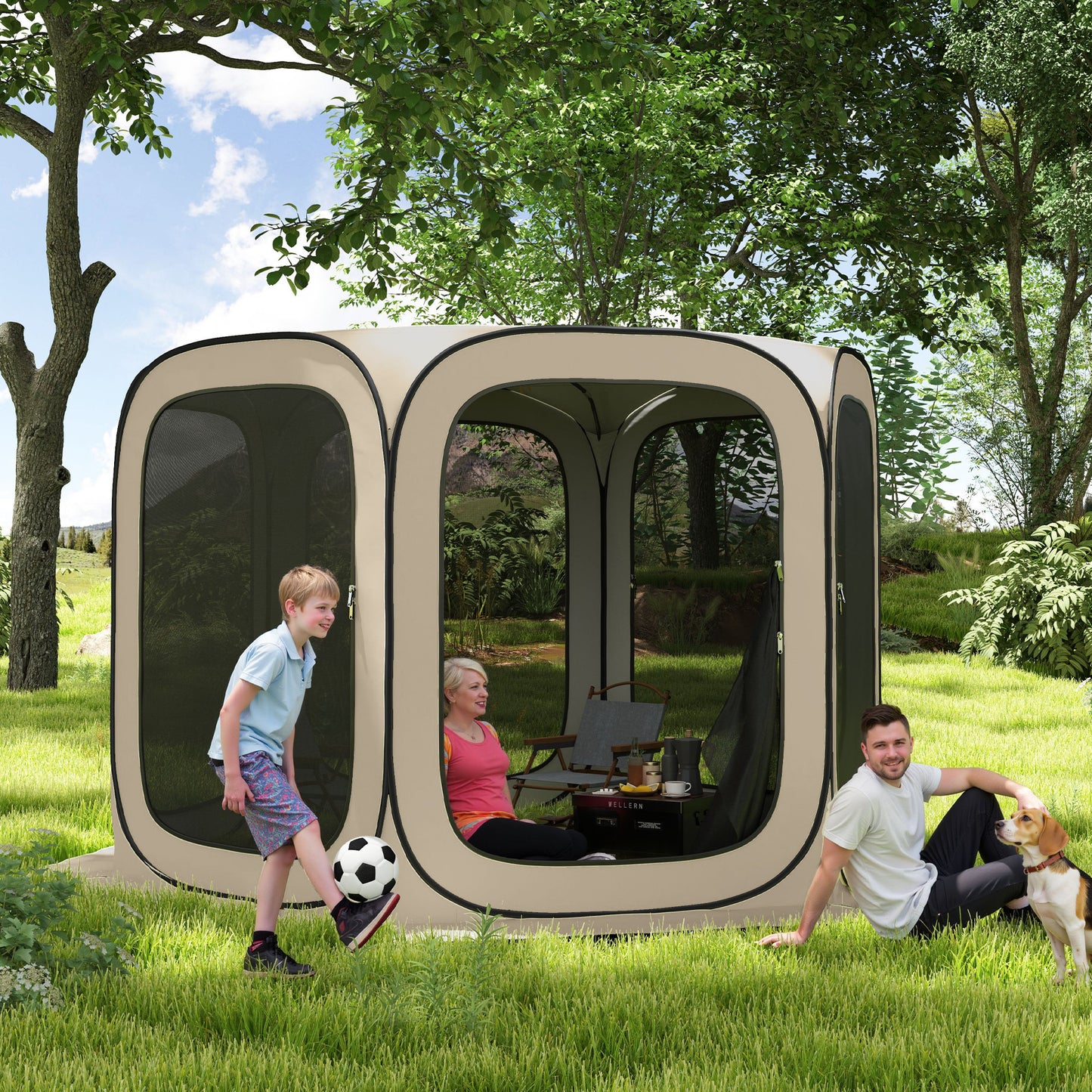 Pop-Up Camping Tent, Portable, UPF50+ Protection, Mesh Sides