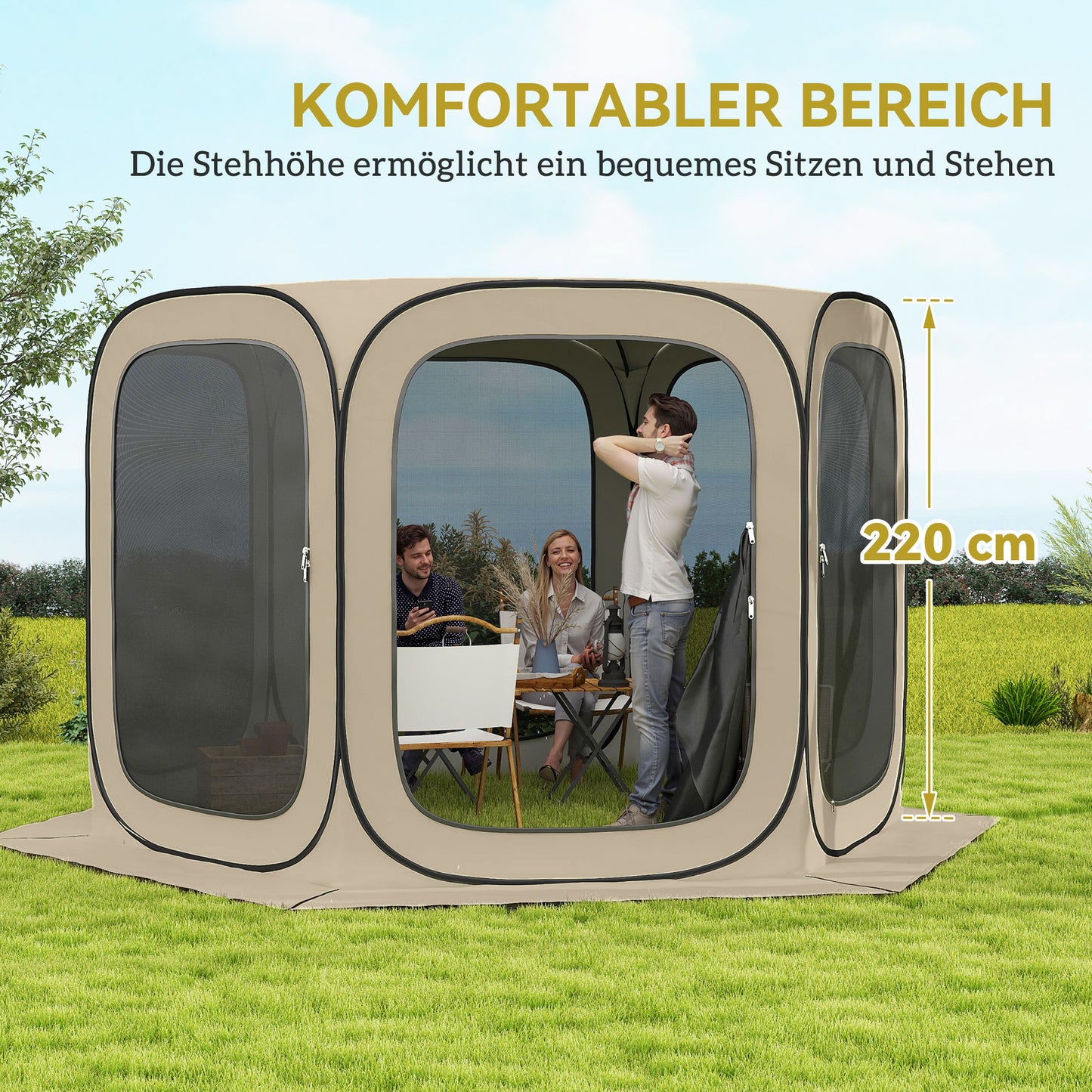 Pop-Up Camping Tent, Portable, UPF50+ Protection, Mesh Sides