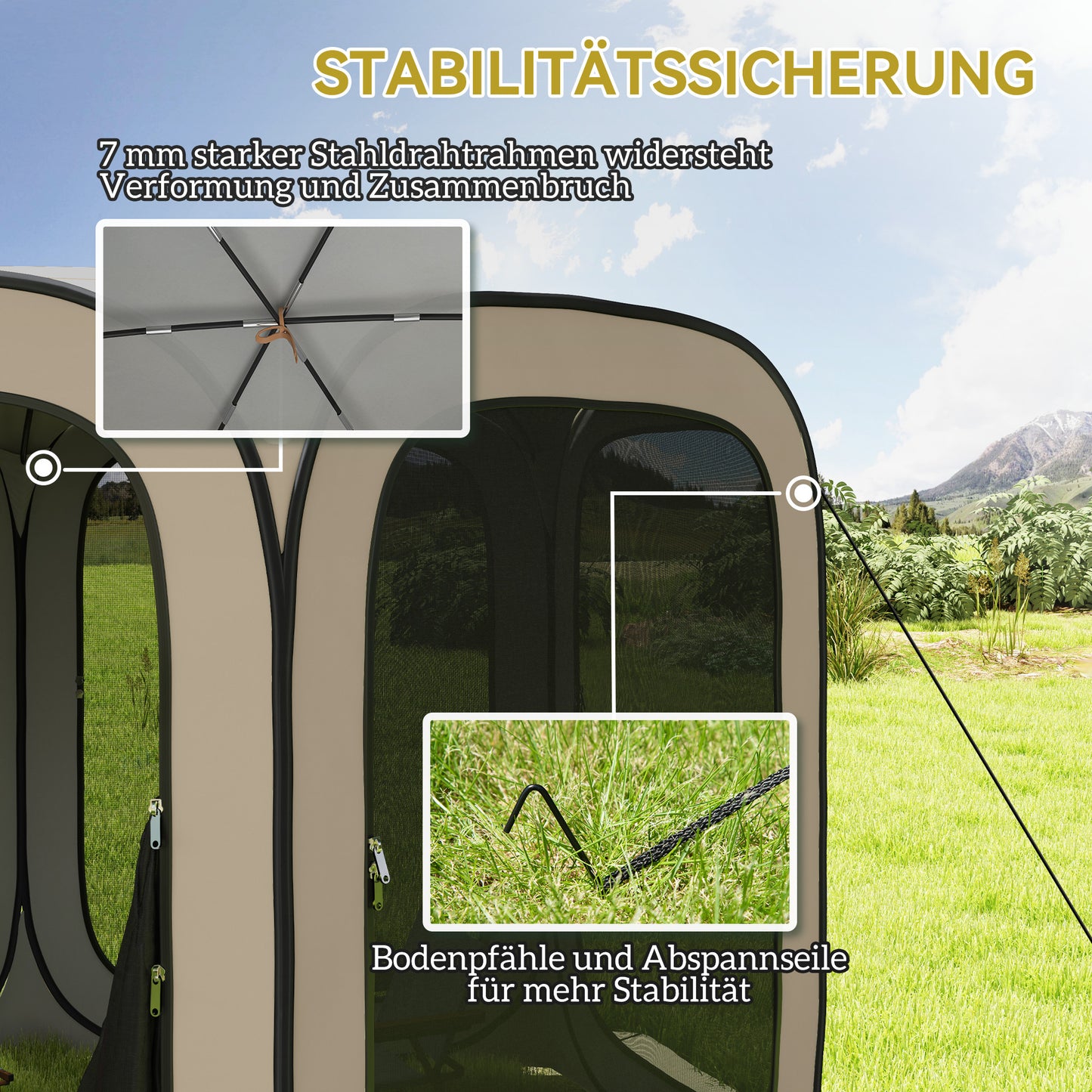 Pop-Up Camping Tent, Portable, UPF50+ Protection, Mesh Sides