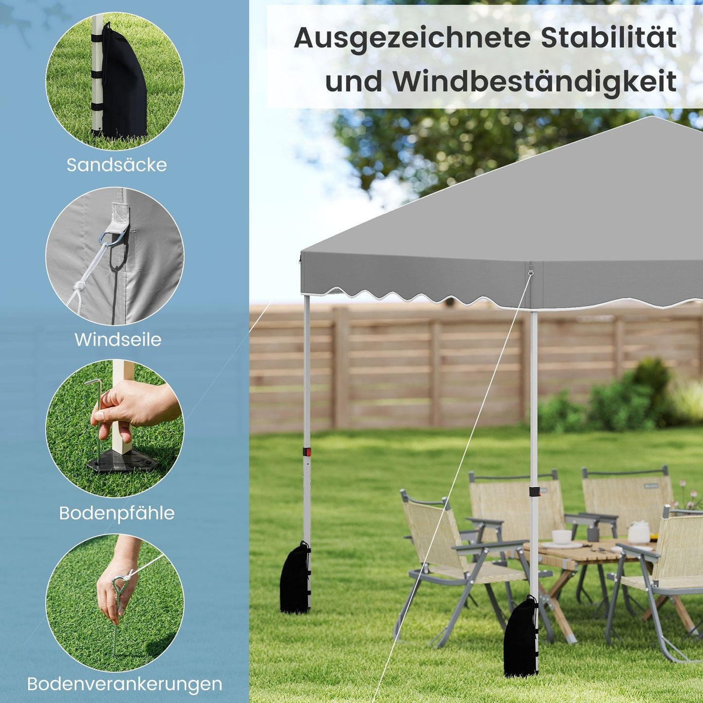 Pop-Up Canopy Tent 3x3m, Waterproof, Portable with Accessories
