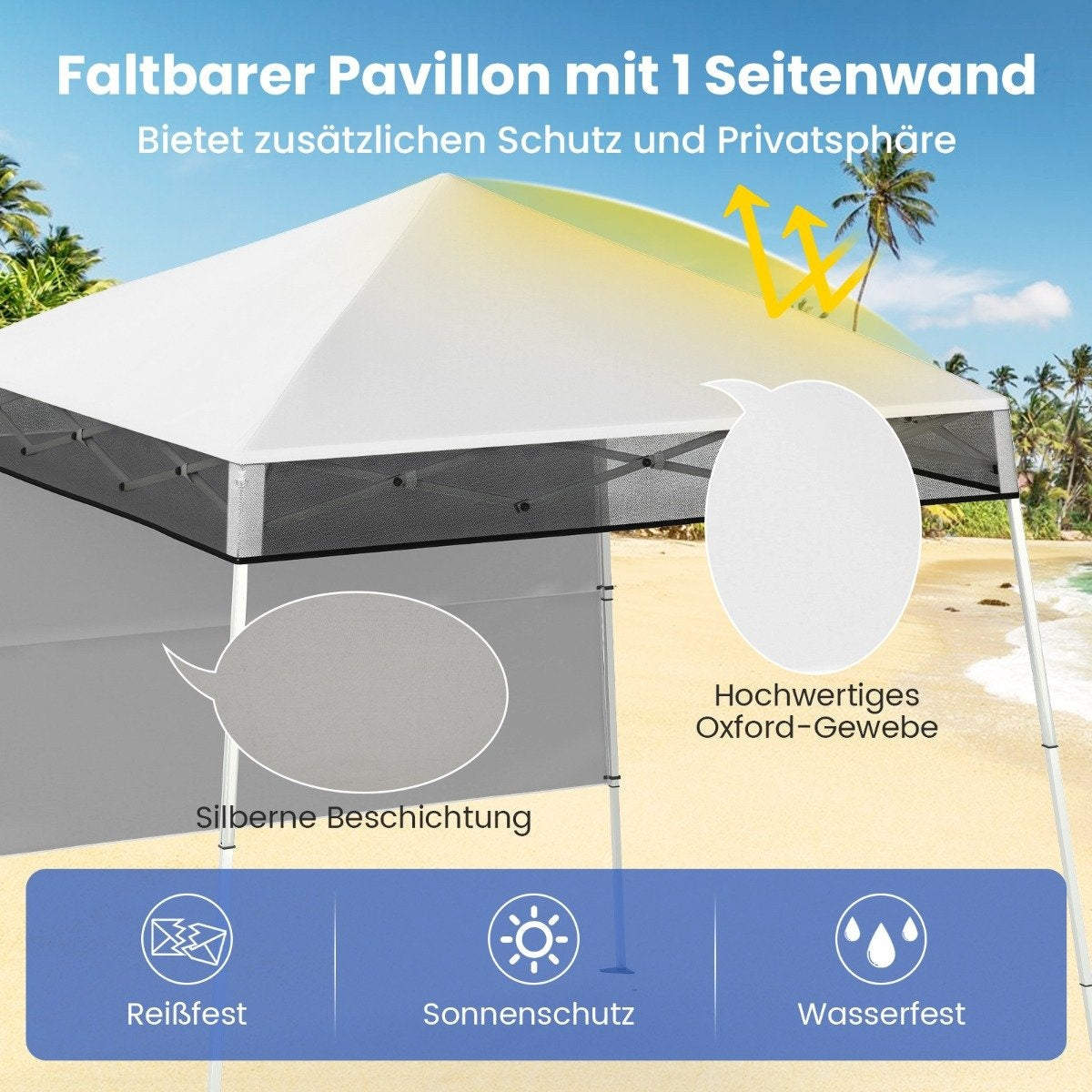 Pop-Up Gazebo 2x2m, Adjustable, Waterproof, White