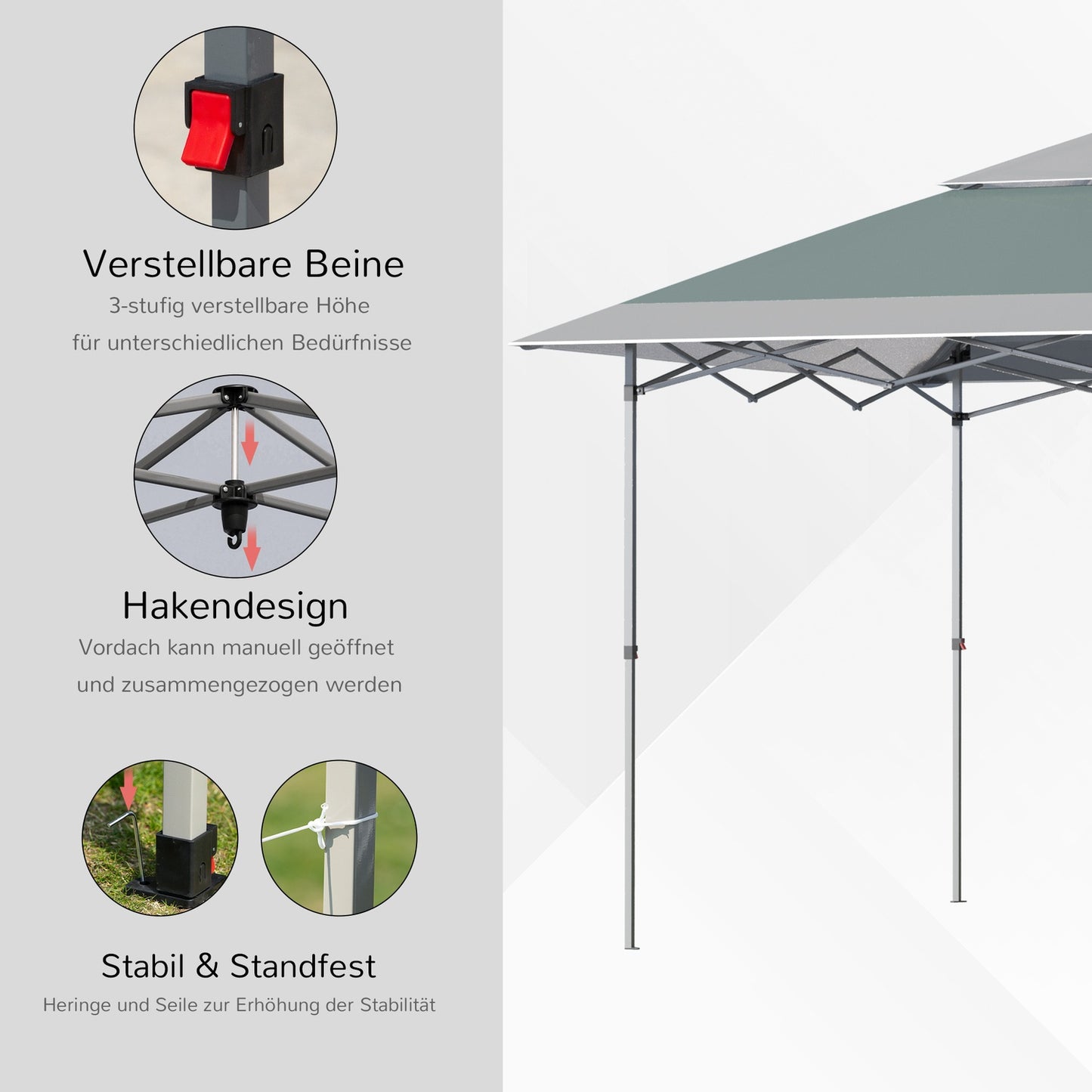 Pop-Up Gazebo 3.6x3.6M UV protection, foldable, green