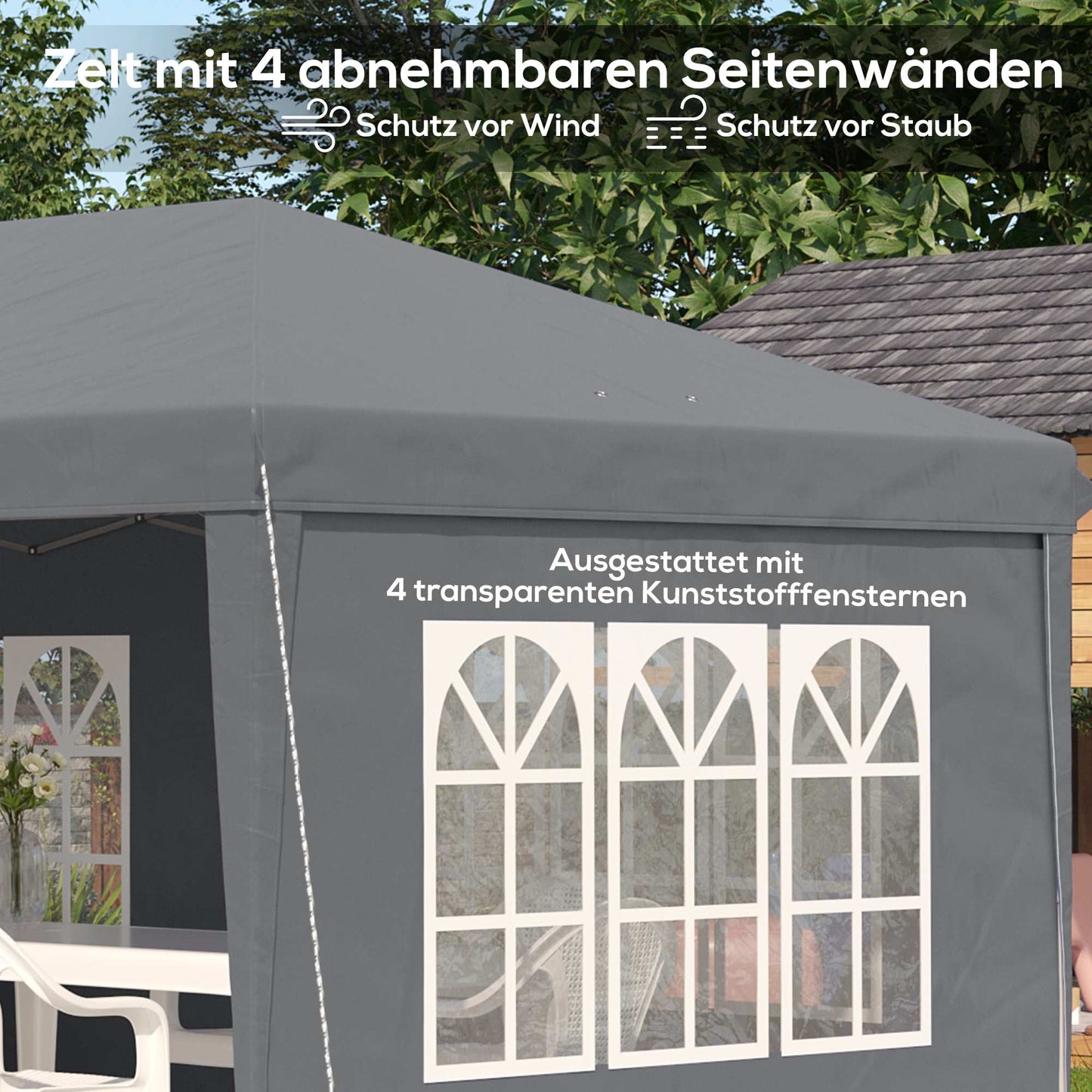 Pop-Up Gazebo 3x6m Waterproof with 4 Sidewalls, Grey