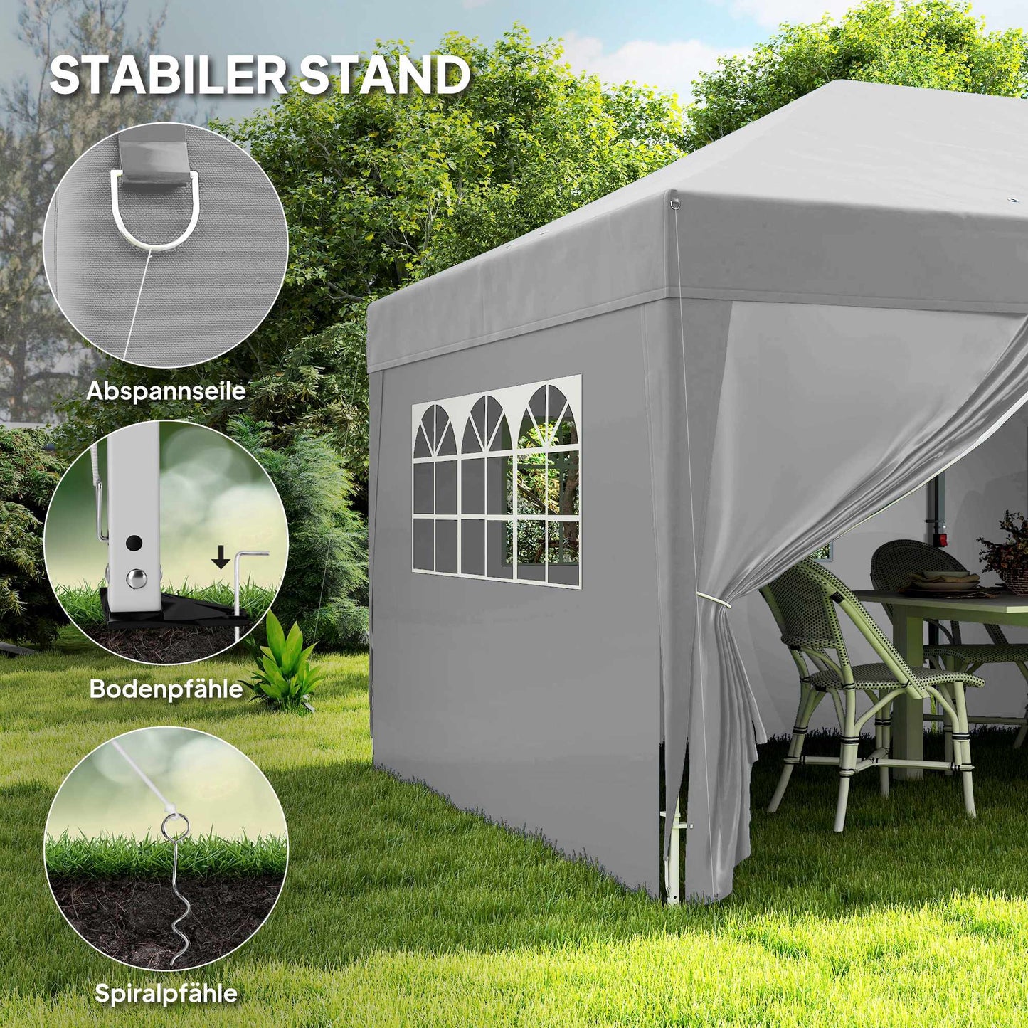 Pop-Up Pavilion 6x3m, UV Protection, Removable Sides