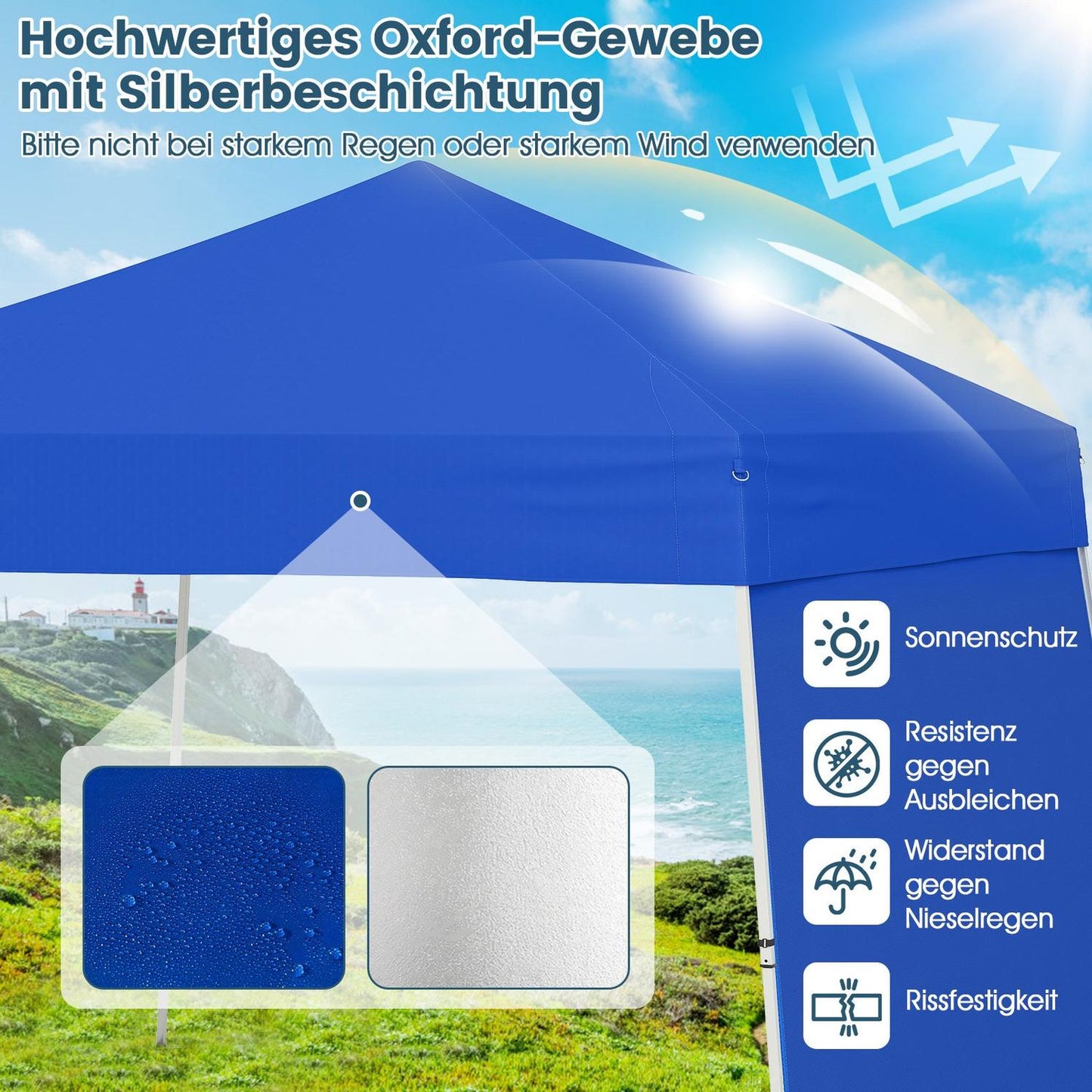 Pop-Up Pavilion Tent with Convertible Awning, 430x280cm