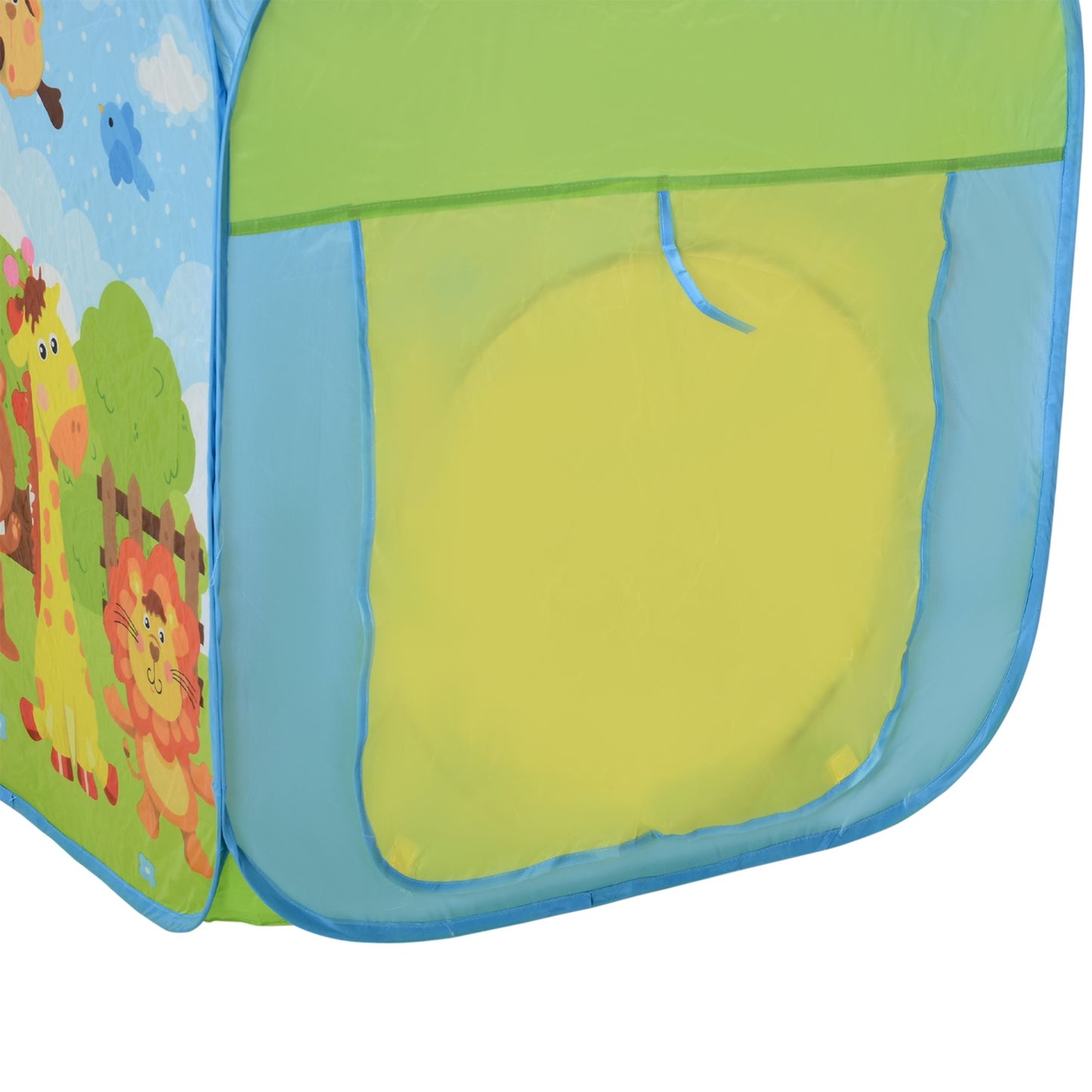 Children's play tent with 3-part folding tunnel, polyester fabric