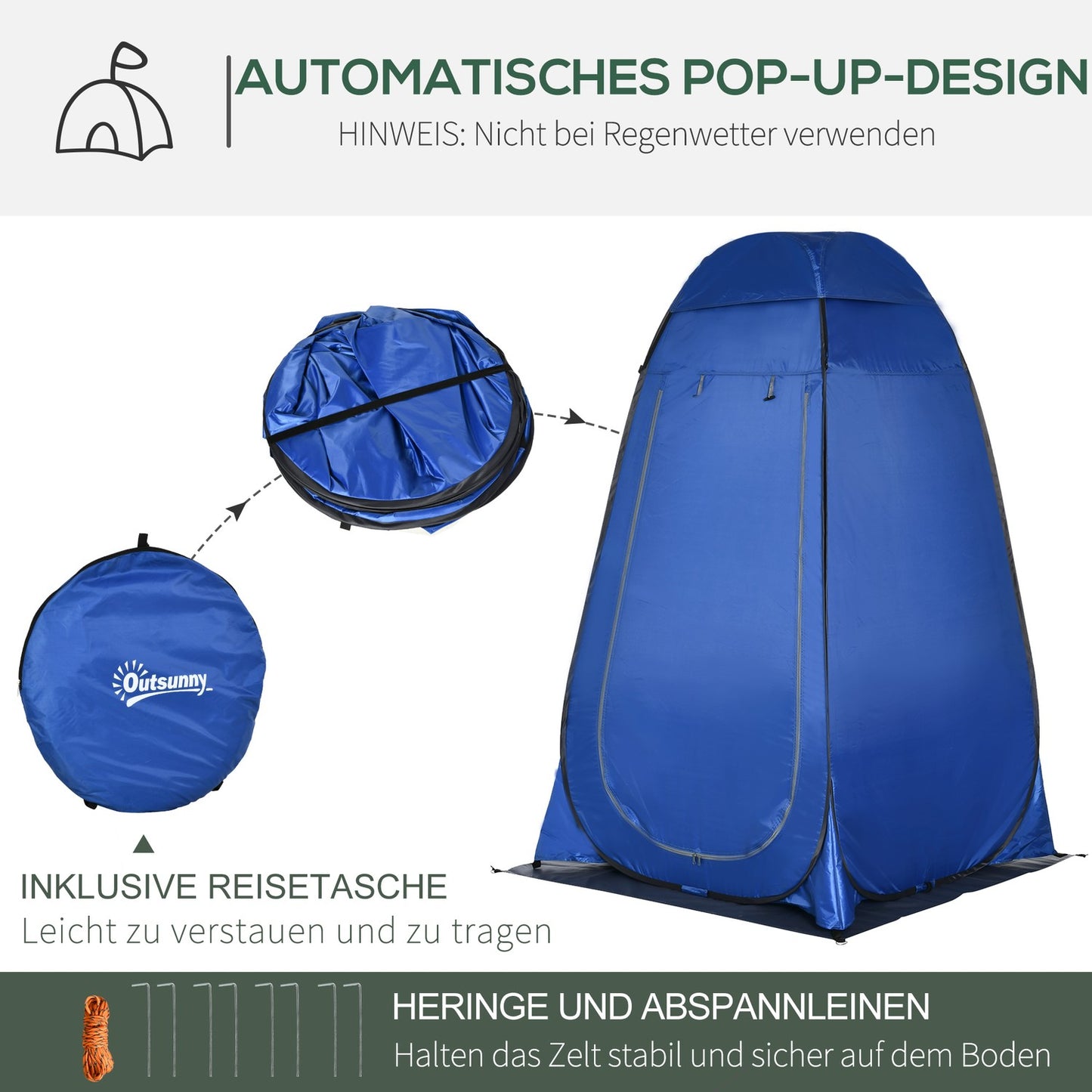 Outdoor pop-up shower and toilet tent with carry bag