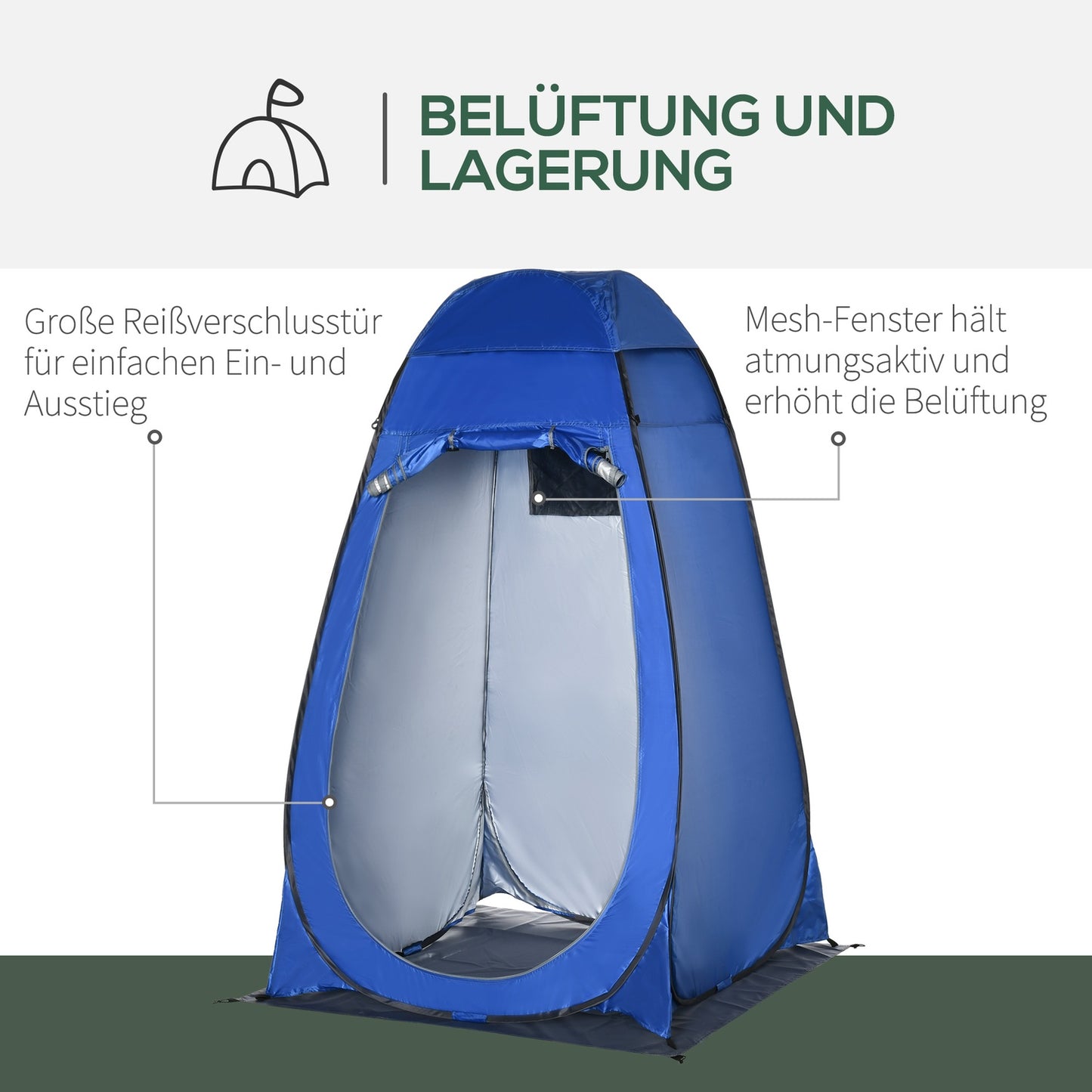 Outdoor pop-up shower and toilet tent with carry bag