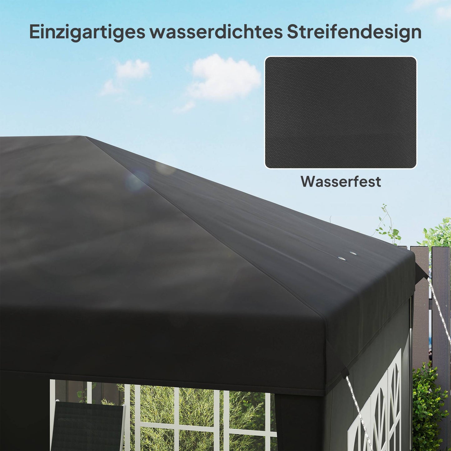 Pop-Up Waterproof Pavilion 3x6m with UV Protection, Black