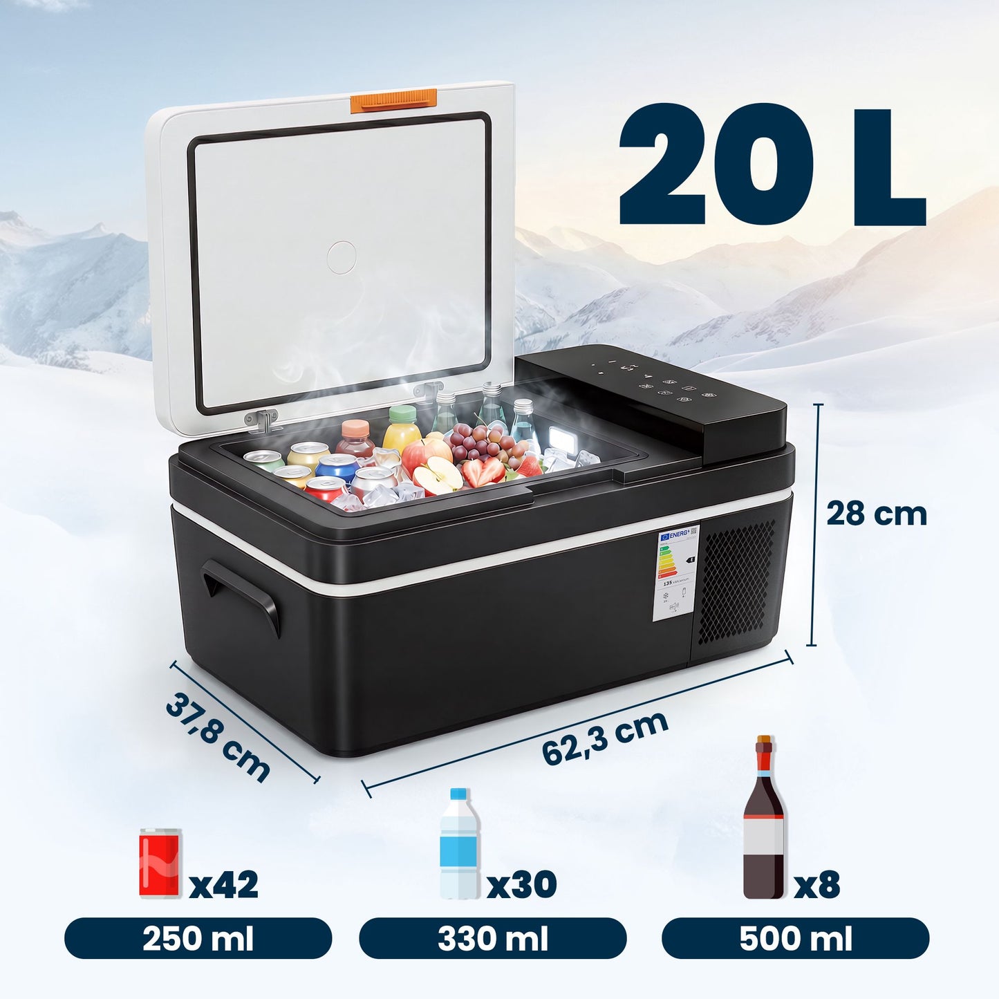 Portable 20L Electric Cooler with App Control & LED