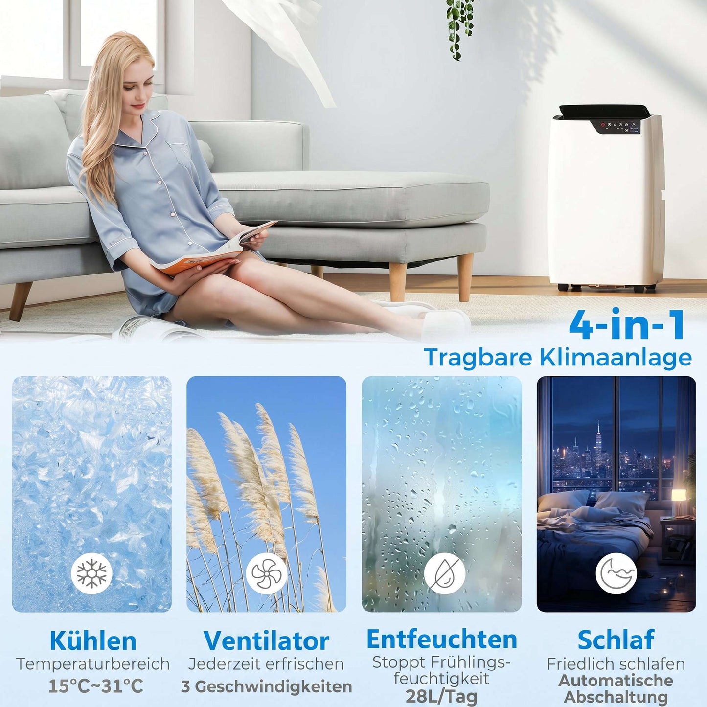 Portable Air Conditioner 12000 BTU, WiFi, 4-in-1 Mode