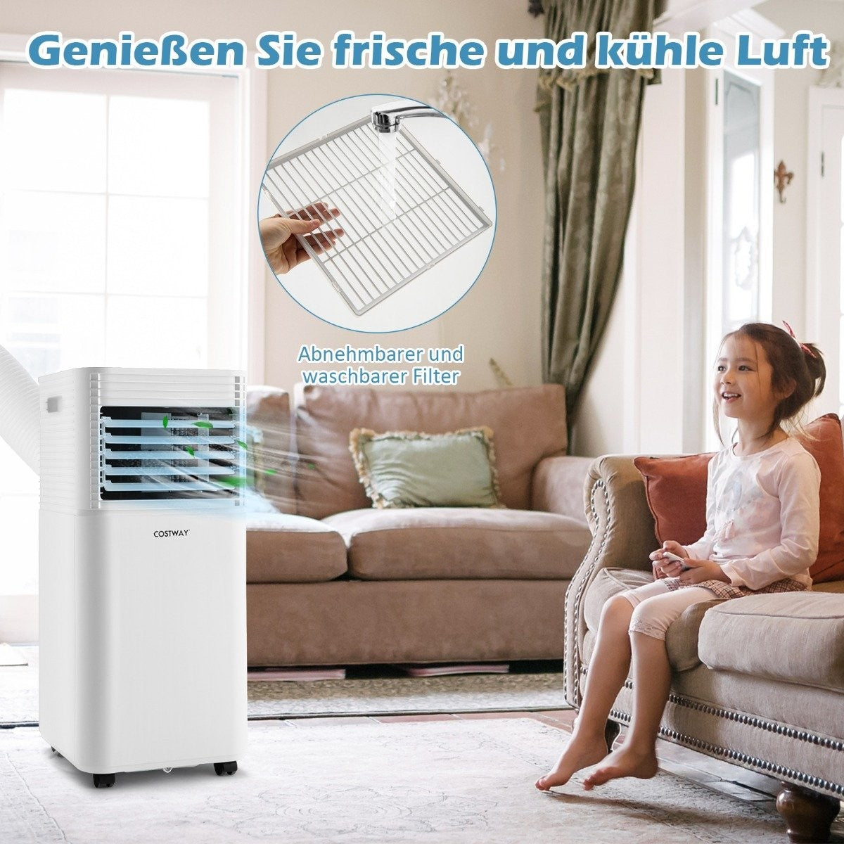 Portable Air Conditioner 4 in 1 Air Cooler with White LED Display 7000 BTU